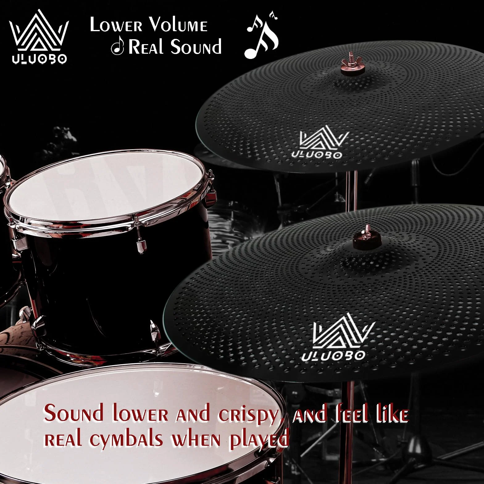Paquete de platillos de bajo volumen, platillos silenciosos, juego de platillos silenciosos para práctica de bateristas, 6/8/10 pulgadas Spalsh + 14 pulgadas Hihat + 16 pulgadas Crash + 18