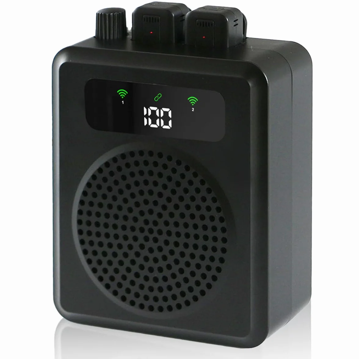 Amplificador de Voz inalámbrico para Profesores, Amplificador de Voz portatil con lavalier micrófonos, Sistema PA 2000mAh Recargable Personal para Aula, guías turísticas, Hablar (Negro)