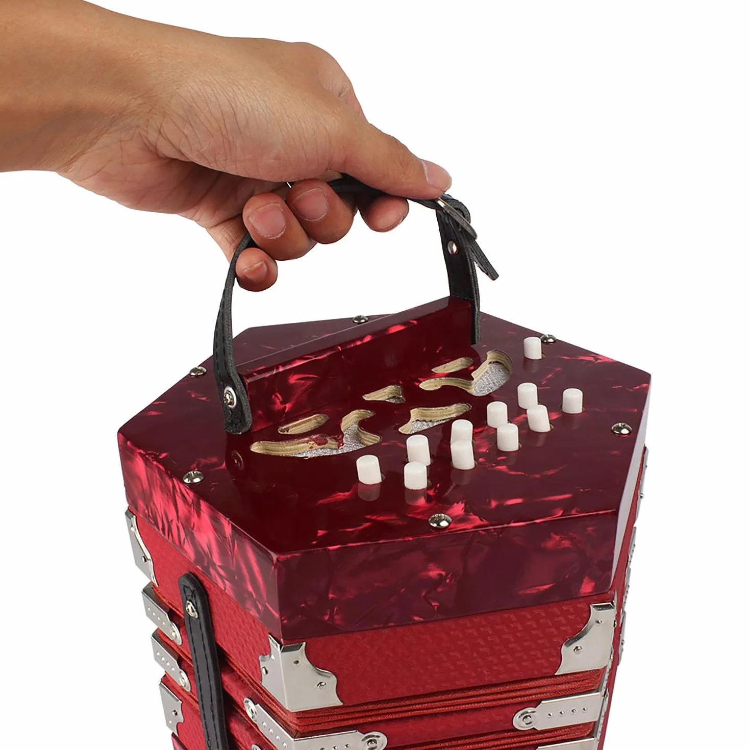 Concertina acordeón de 20 botones y 40 lengüetas estilo anglo con bolsa de transporte