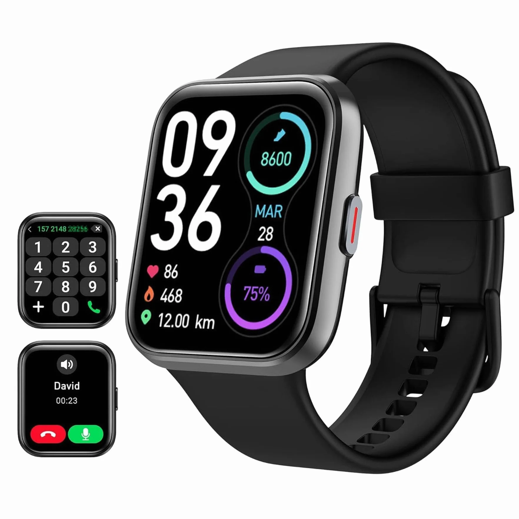 Tensky Reloj Inteligente Hombre con Llamadas y Voz de Alexa, Whatsapp Notificaciones, 1.85" Smartwatch Hombre 110 Modos Deportes 3 ATM SpO2/Pulsómetro/Monitor de Sueño Pulsera para iPhone Android