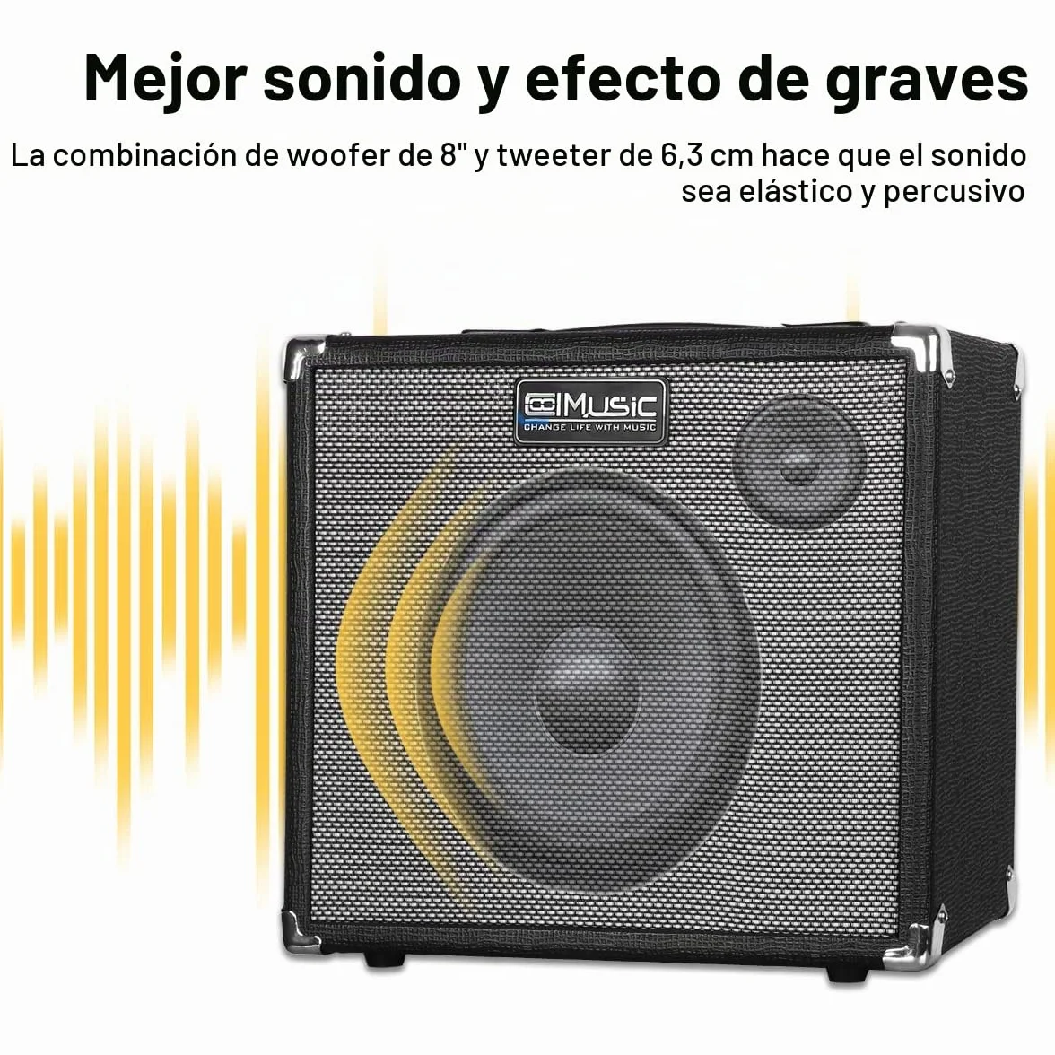 TS112 Amplificador de Guitarra Bajo 30W Amplificador Combo de Bajo Eléctrico con Limpio Integrado y Distorsión Overdrive Cambio de Doble Tono Práctica
