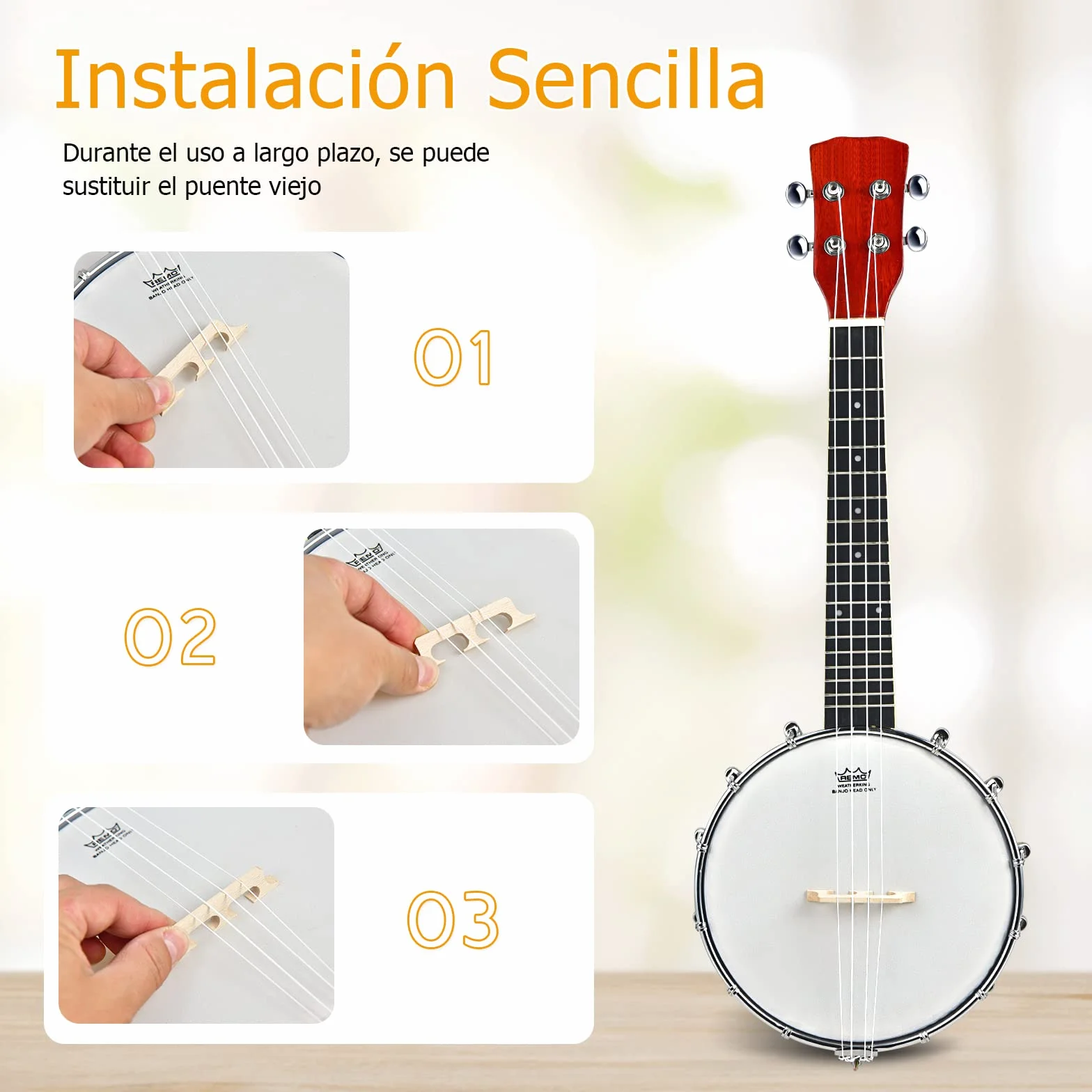 GOPLUS Mini banjo con 4 cuerdas, banjo de viaje de 61cm con parche Remo de primera calidad y fondo de sapeli, set de banjo para principiantes y niños