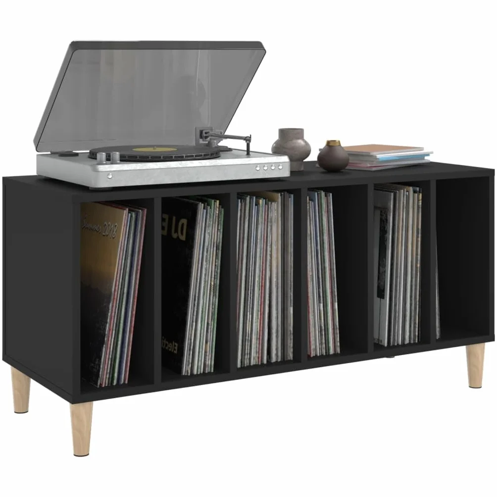 ZEYUAN Mueble para Discos Madera contrachapada Negro 100x38x48 cm, Estanteria CD, Mueble Tocadiscos, Mueble para Discos, Mueble para Vinilos, Mueble para Tocadiscos - 831974