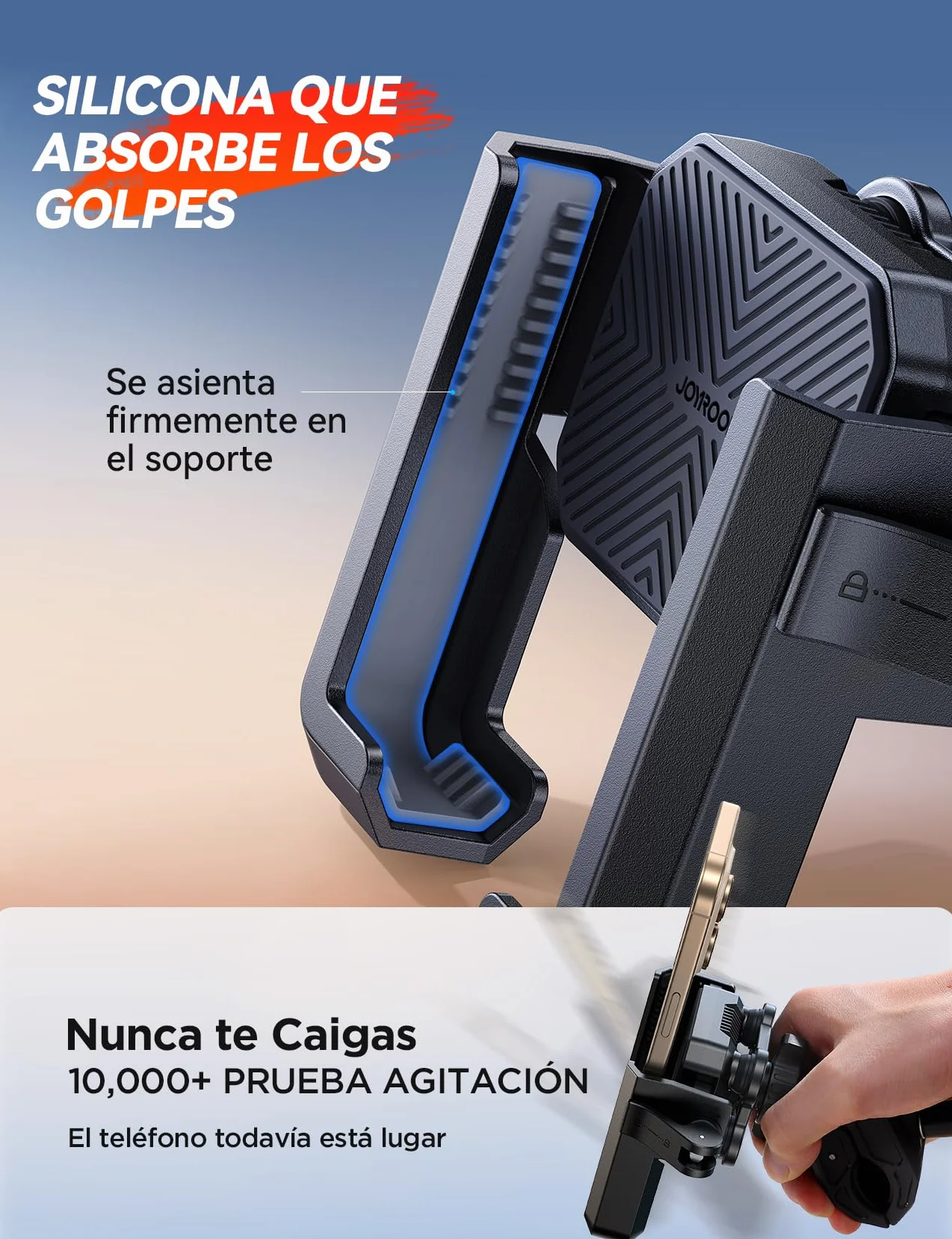 JOYROOM Soporte Móvil Moto Antivibración 4 Puntos Rotación 360° Universal para iPhone 17 Samsung 4.7"-7"