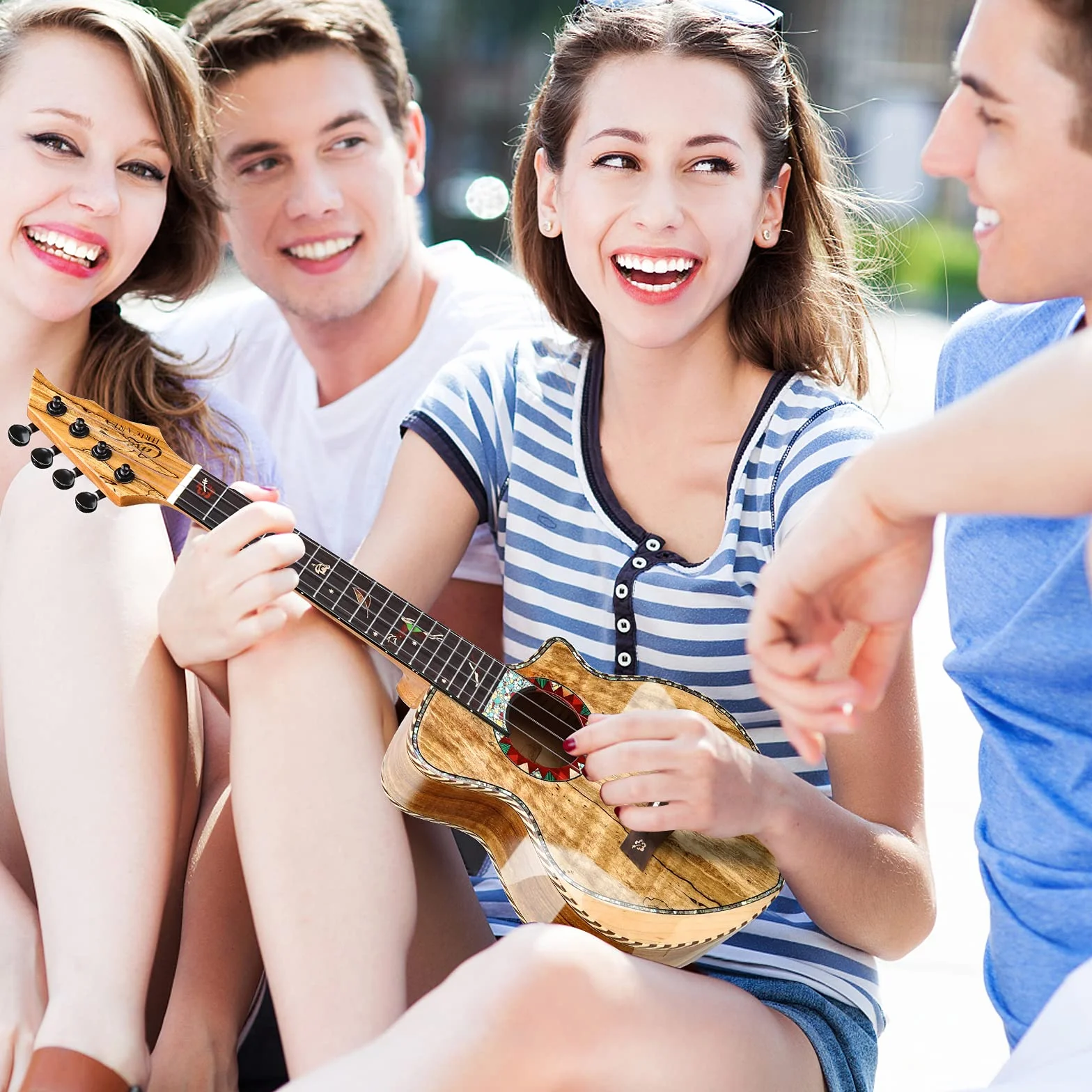 Ukelele de concierto de arce de alta calidad, ukelele profesional liso brillante ultra fino Hawái Ukele Concierto Instrumentos musicales de concierto de 23 pulgadas con estuche