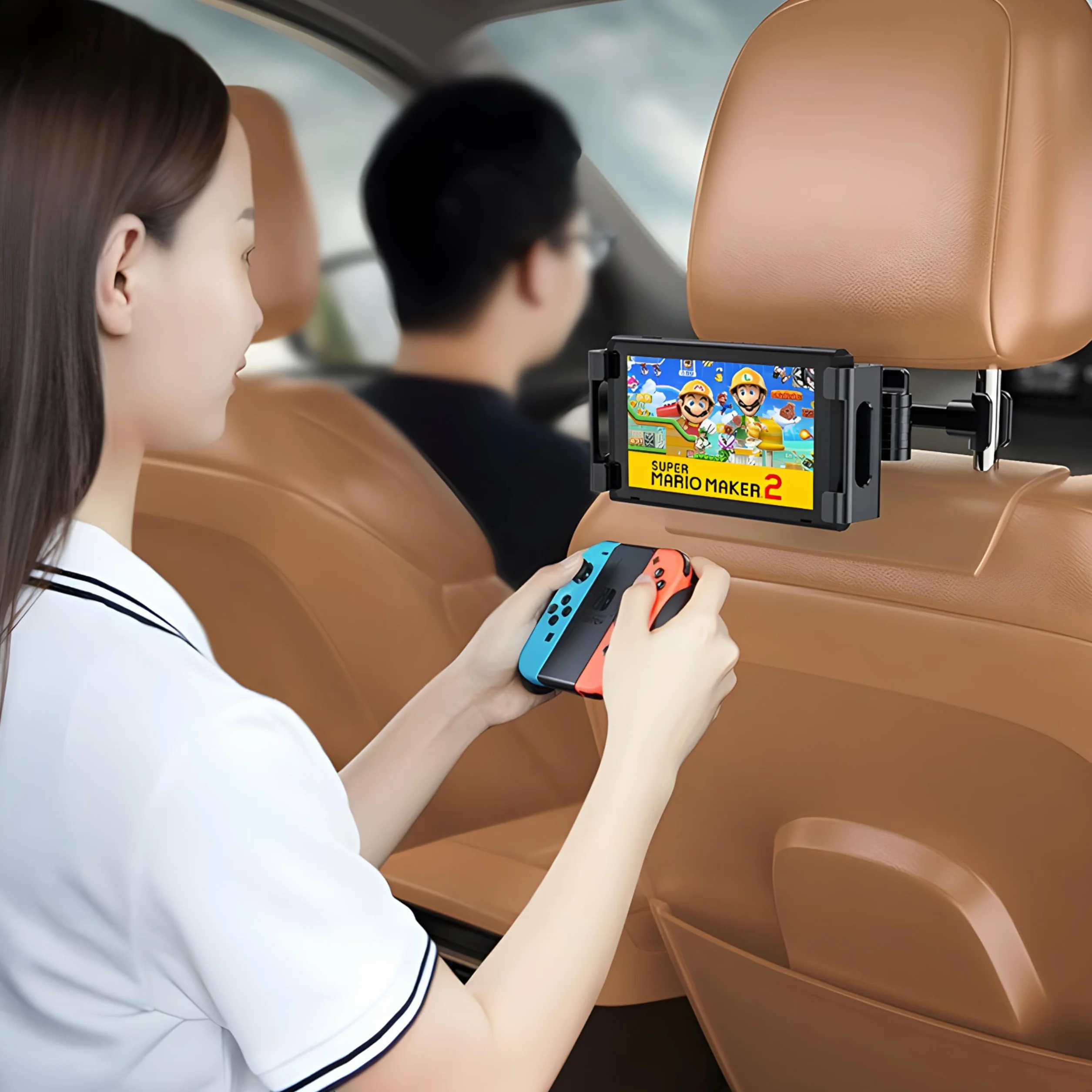 Retoo Soporte Tablet Coche Reposacabezas, Sujeta Cabezas 360° Rotación, Ajustable para Niños, Compatible con Dispositivos de 140-250mm, Funda y Accesorios para Móvil y Tablet