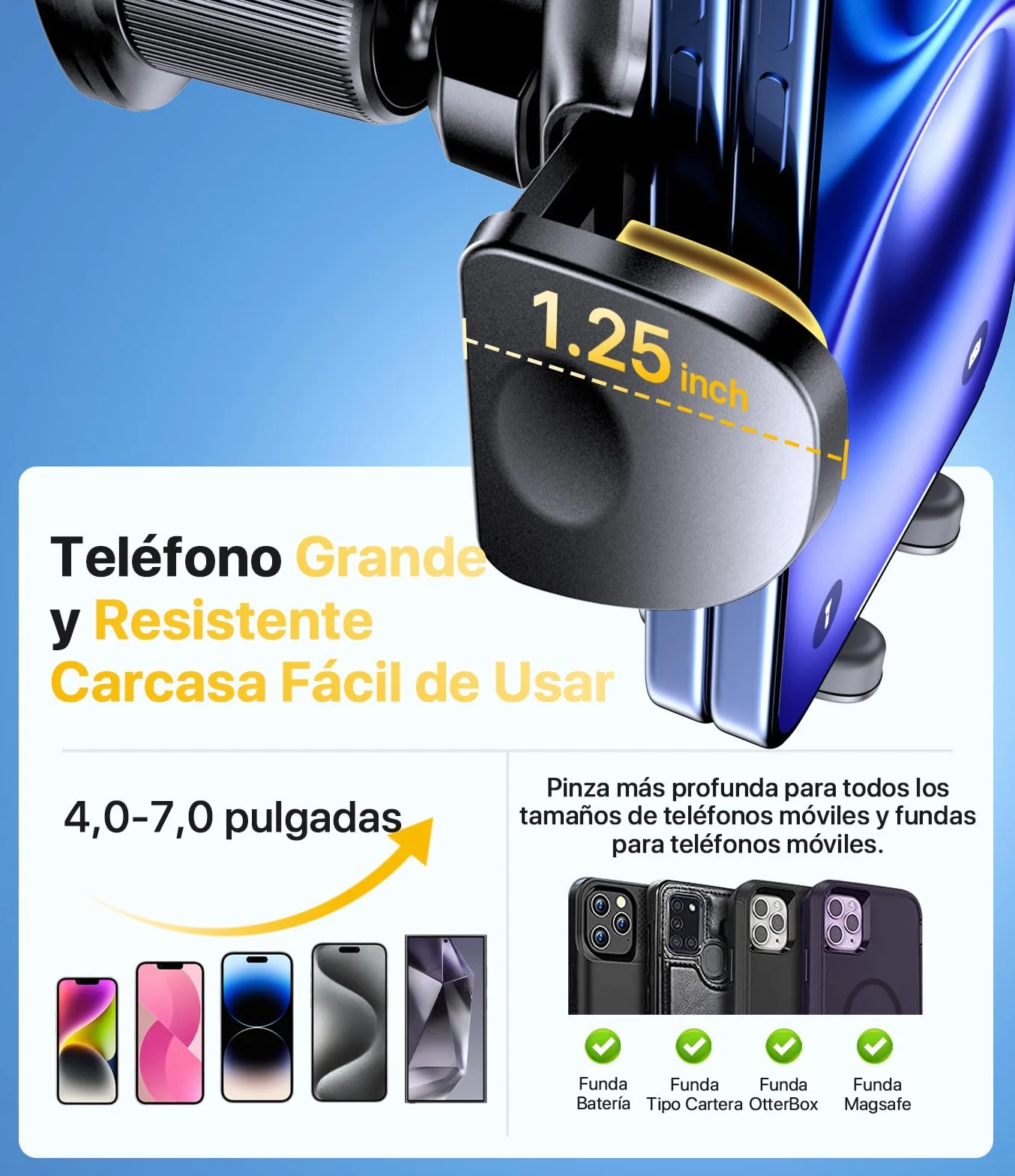 Miracase Soporte Móvil Coche Rotación 360° Compatible Phones 4.0-7.0 Pulgadas
