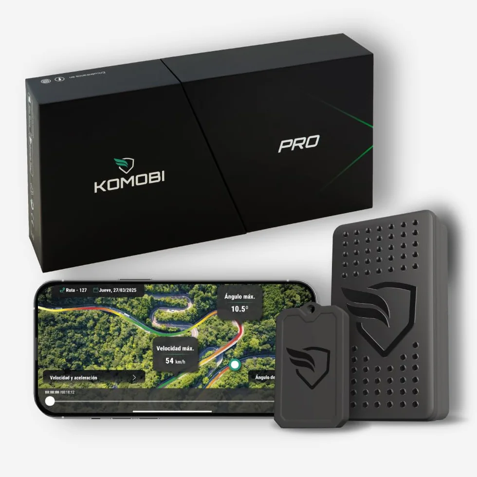KOMOBI Pro Localizador GPS para Moto con Alarma Antirrobo, Seguimiento en Tiempo Real, Detección de Accidentes