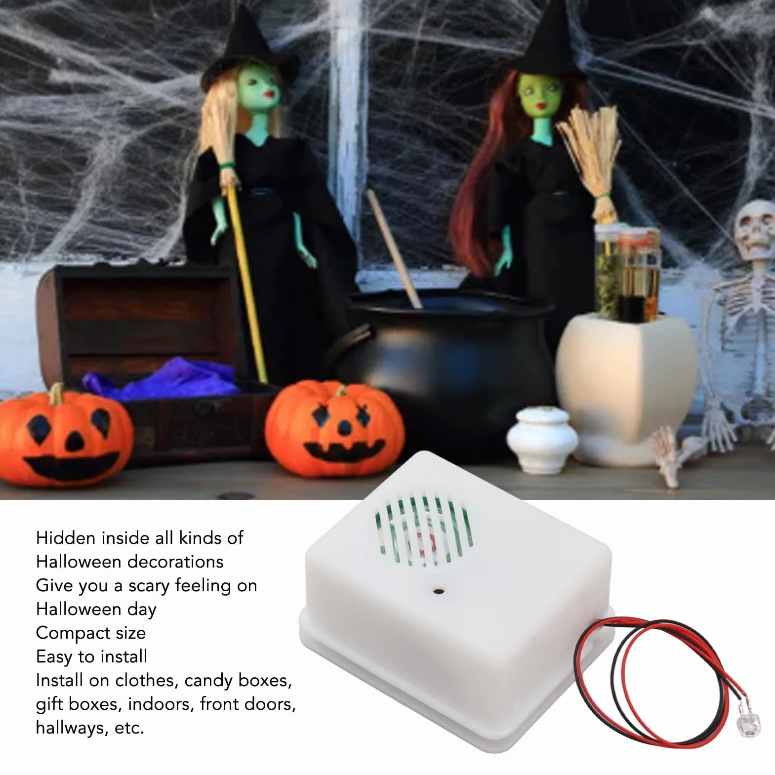 Altavoz con Reproductor de Sonido de Halloween, Altavoz con Reproductor de Sonido Aterrador para Decoración de Halloween, Fiesta Temática