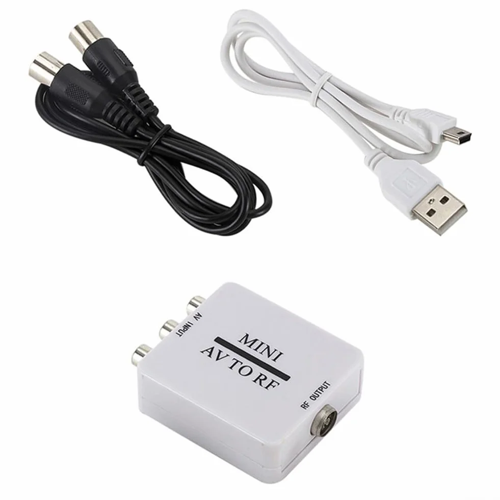 Convertidor de señal AV a RF para entrada compuesta RCA, adaptador modulador RF coaxial AV 2 RF compatible con TV, DVD, VCR y Play