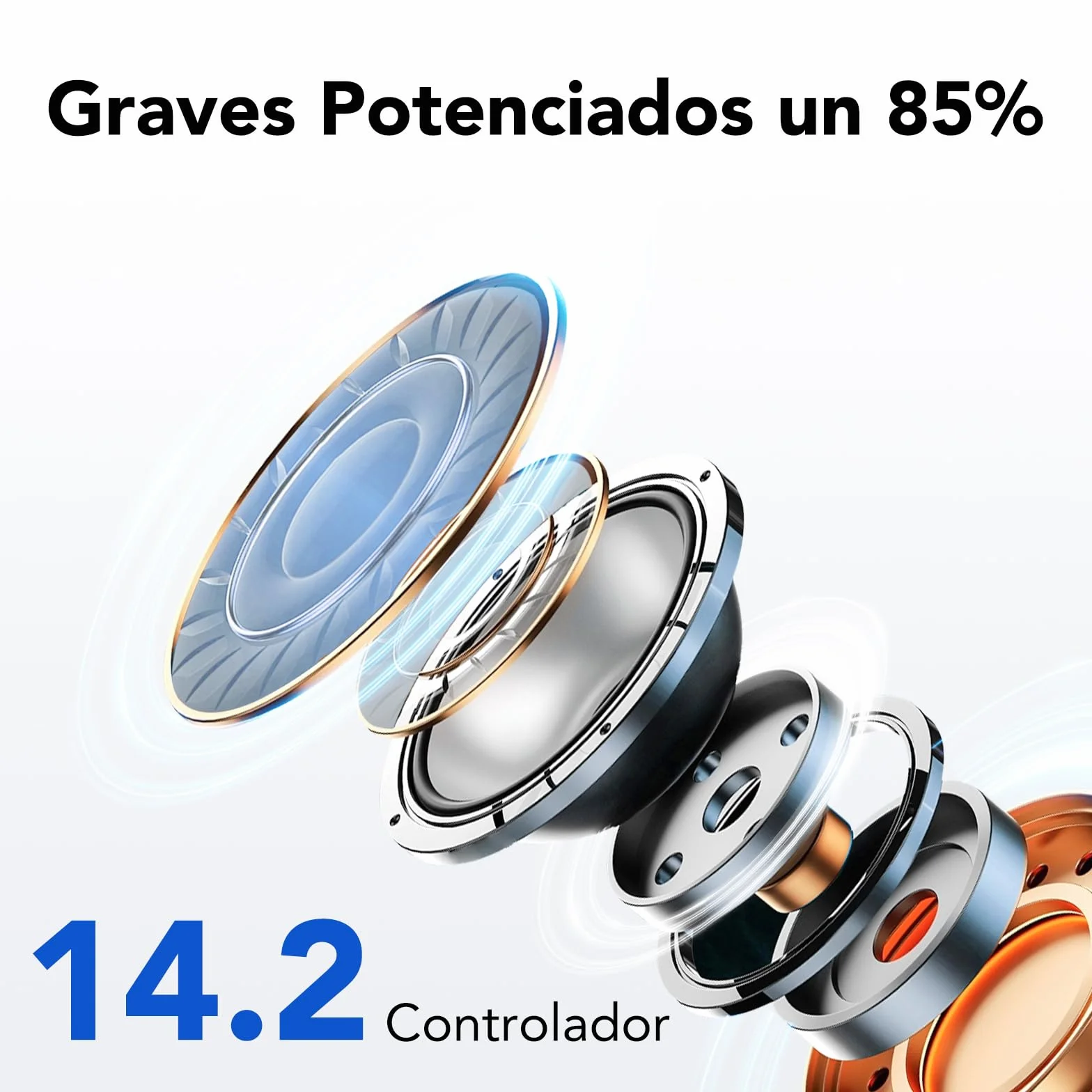 Auriculares Inalámbricos Bluetooth 5.3, 4 Mic ENC Reducción de Ruido, 50H Graves, IP7 Impermeable, Carga Rápida USB-C