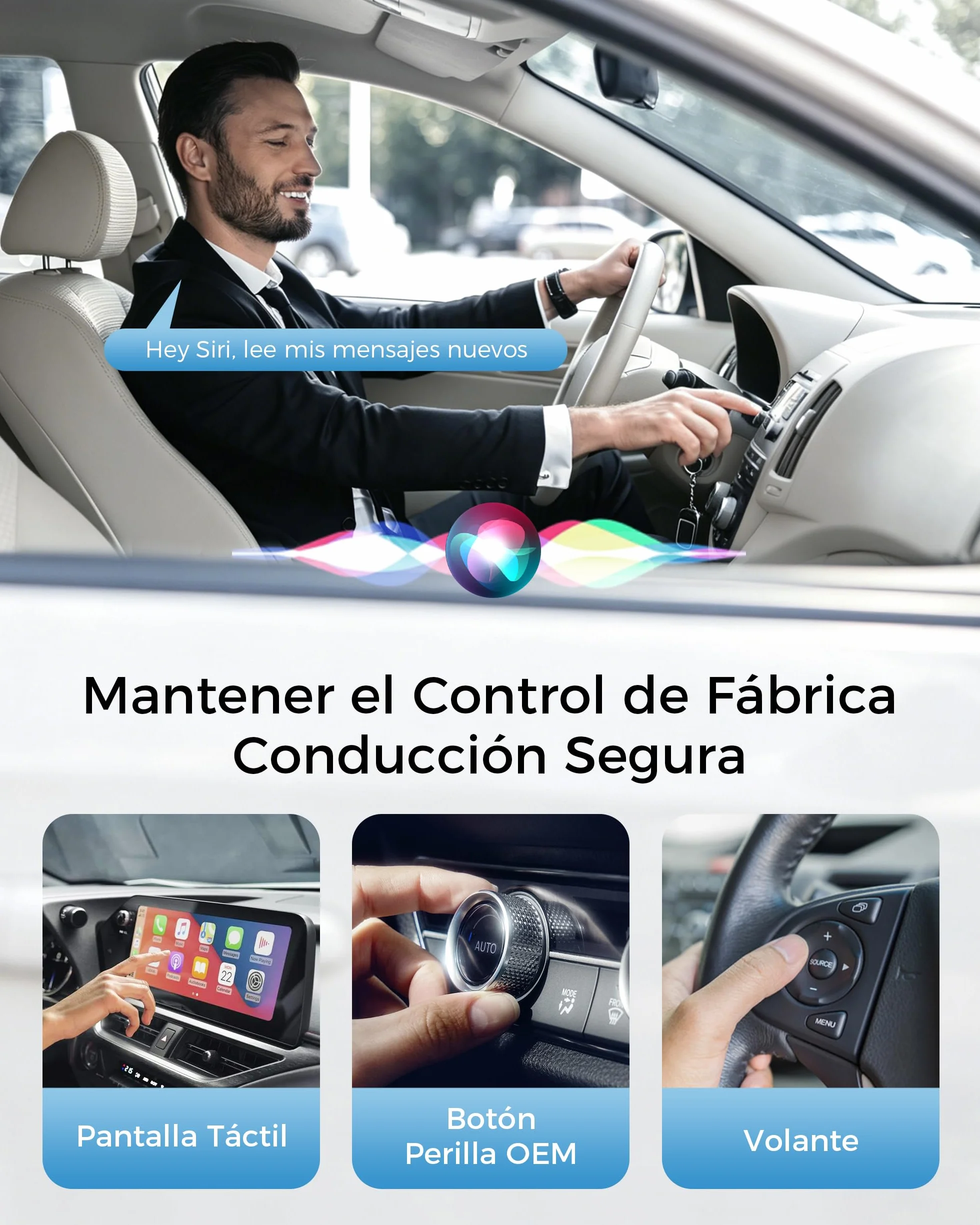 Adaptador CarPlay Inalámbrico Bluetooth V5.3 Doble Núcleo WLAN 5.8 GHz para Apple iPhone iOS 10+