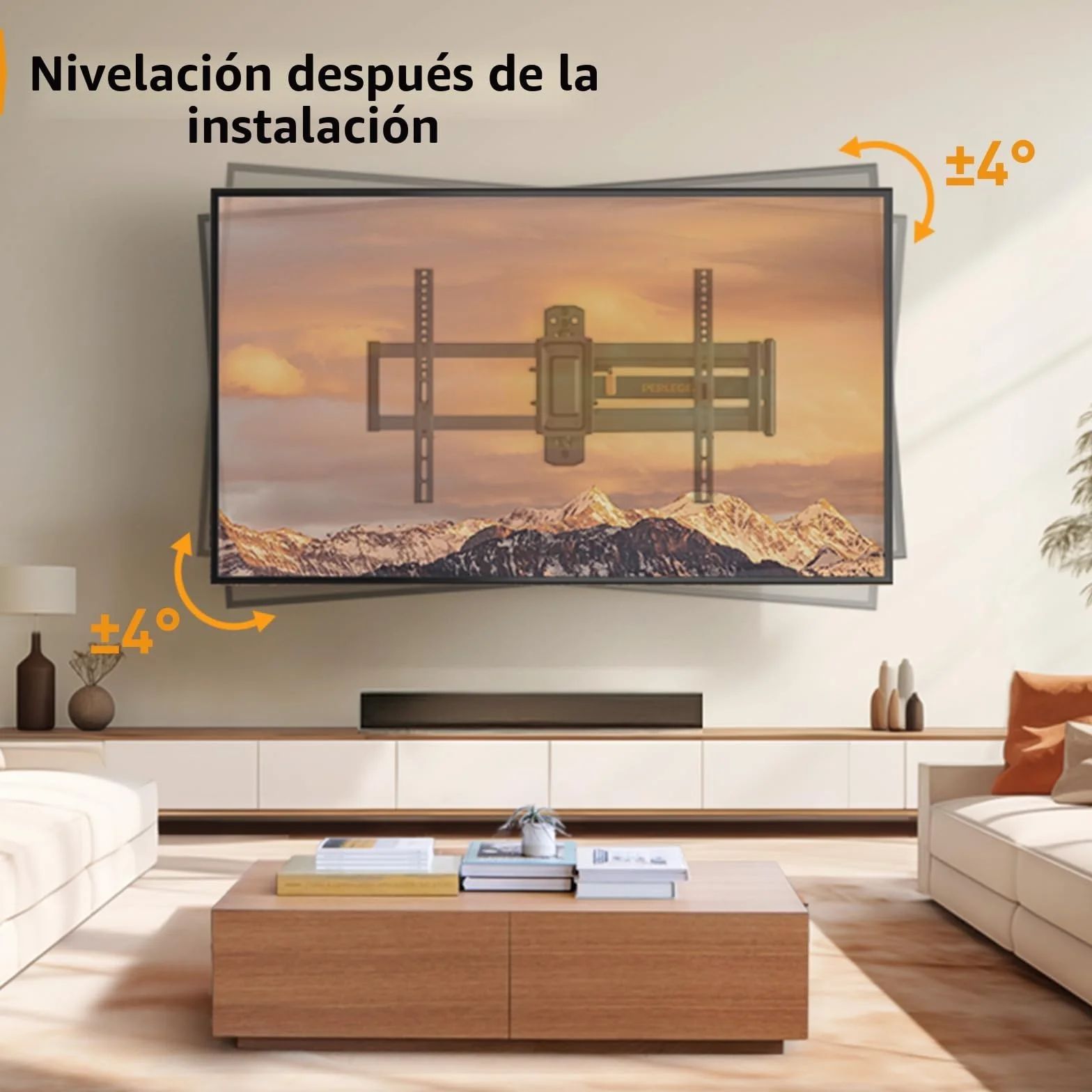 Perlegear Soporte TV Pared Brazo Articulado Extralargo 32-75 Pulgadas Inclinable Giratorio VESA 600x400 mm 45kg
