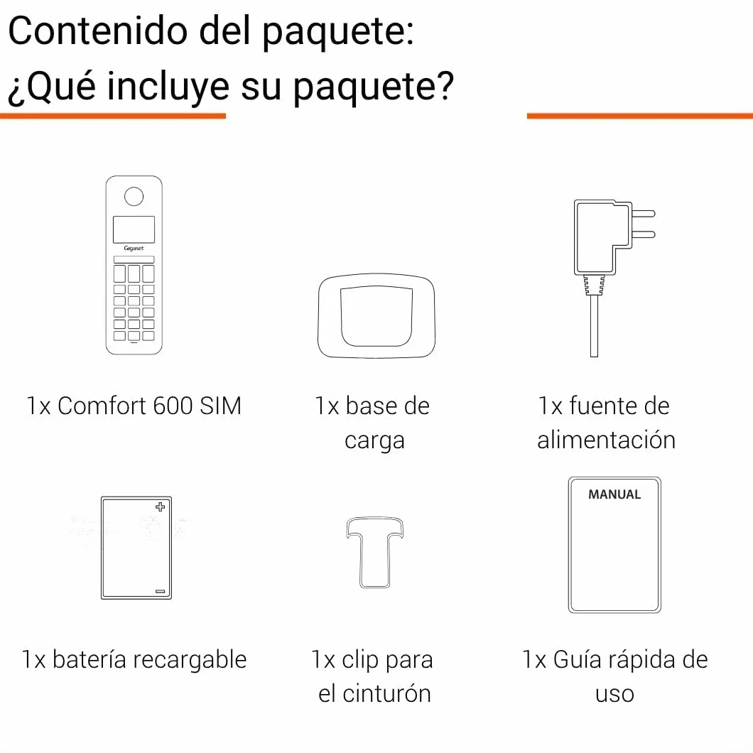 Gigaset Comfort 600 SIM Teléfono 4G Volte HD Pantalla Color 2,4" Bluetooth 5.0 Antracita