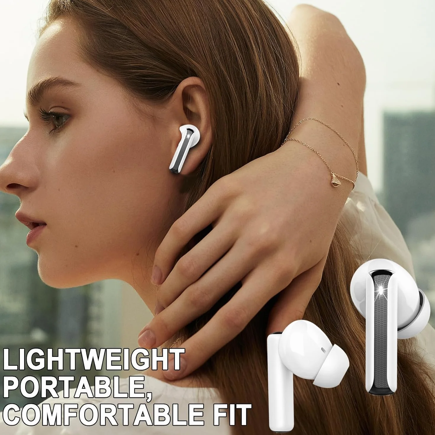 Auriculares Bluetooth, Auriculares Inalámbricos Bluetooth 5.4 con 4 micrófonos de cancelación de Ruido ENC, Cascos Inalambricos Bluetooth estéreo HiFi de 48 Horas, IPX7 Impermeable Audifonos