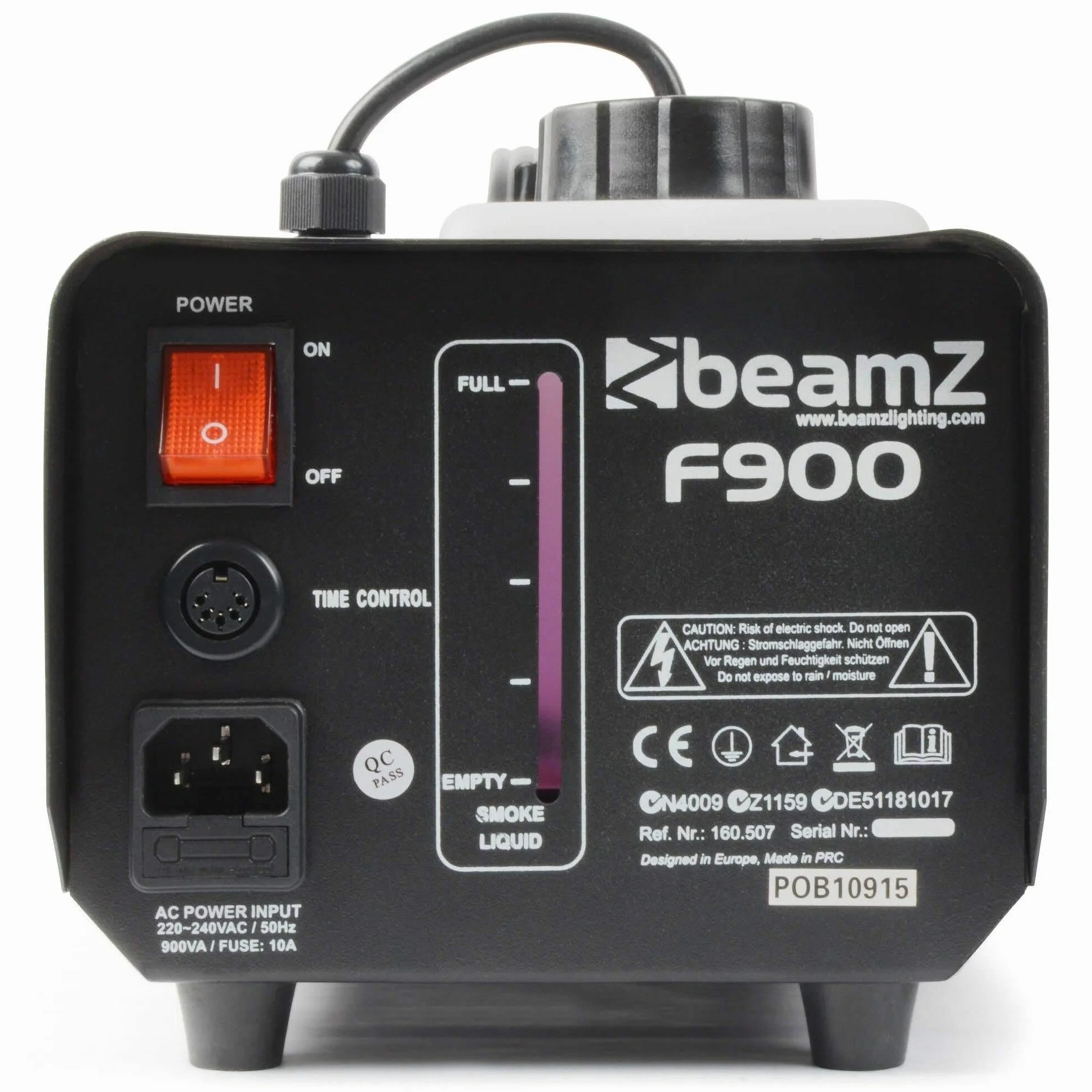 BeamZ F900 Hazer Pack de máquina de niebla + 5 litros de líquido de niebla, 900 W con mando a distancia, depósito de 900 ML, temporizado, generación de niebla constante, teatro, DJ, fiesta
