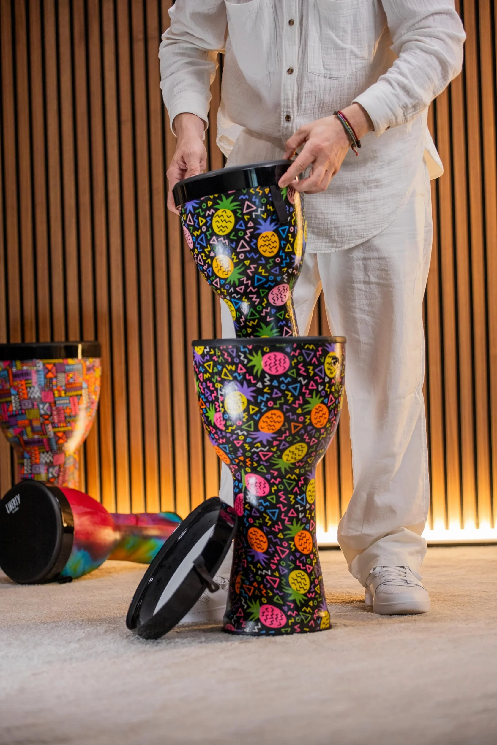 GEWA Liberty Djembé Nestable - Conjunto compuesto por: 8", 10", 12" - Patrón: Pineapple