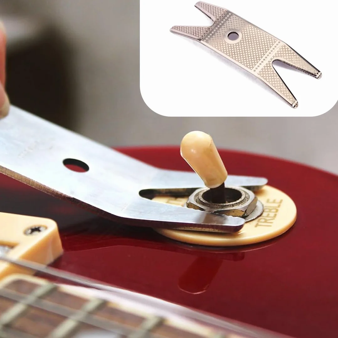 GXGM Multi-función de acero inoxidable llave de bolsillo para la guitarra baja para reparar perillas llaves de afinación bujes piezas y accesorios