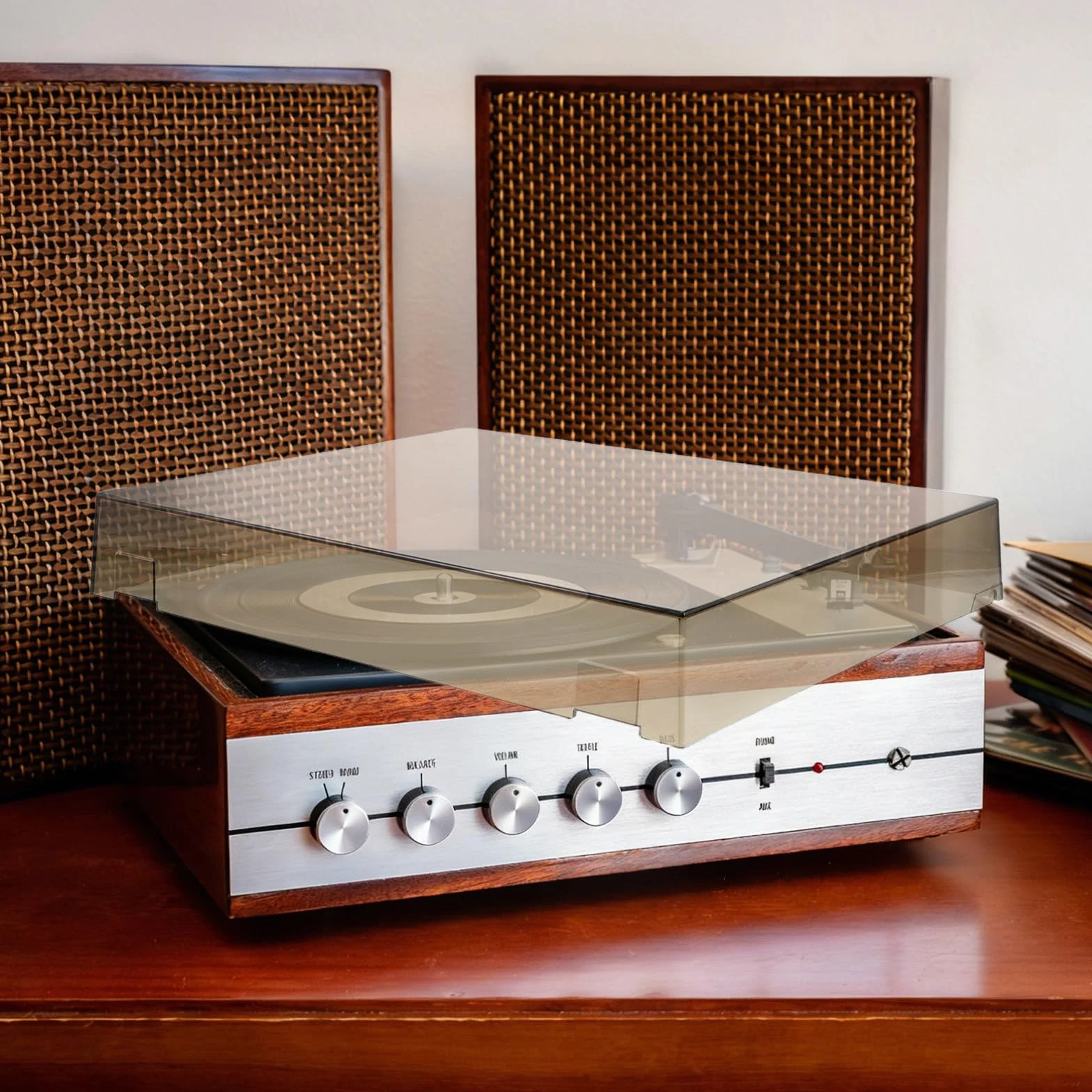 Funda Protectora acrílica Transparente para Tocadiscos, protección para el Plato Giratorio de Equipos de Audio, Tapa Transparente para Tocadiscos estéreo domésticos de 16 x 13 x 2,4