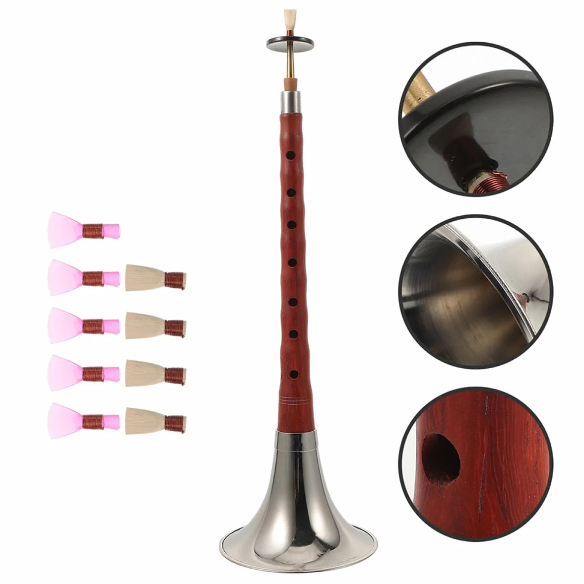 Instrumento Tradicional Suona Profesional Chino de Metal Fácil de Operar y Ligero para Principiantes y Profesionales Llave D y 1 Set Color Aleatorio