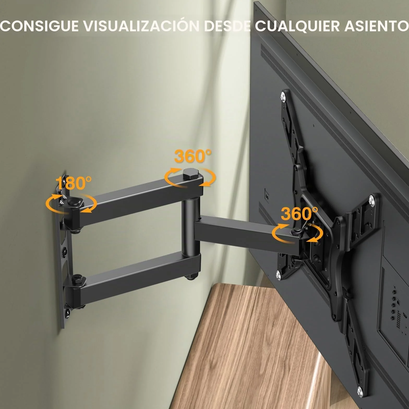 Perlegear Soporte TV de Pared Articulado Inclinable Giratorio 26-65 Pulgadas 45 kg VESA 400x400mm