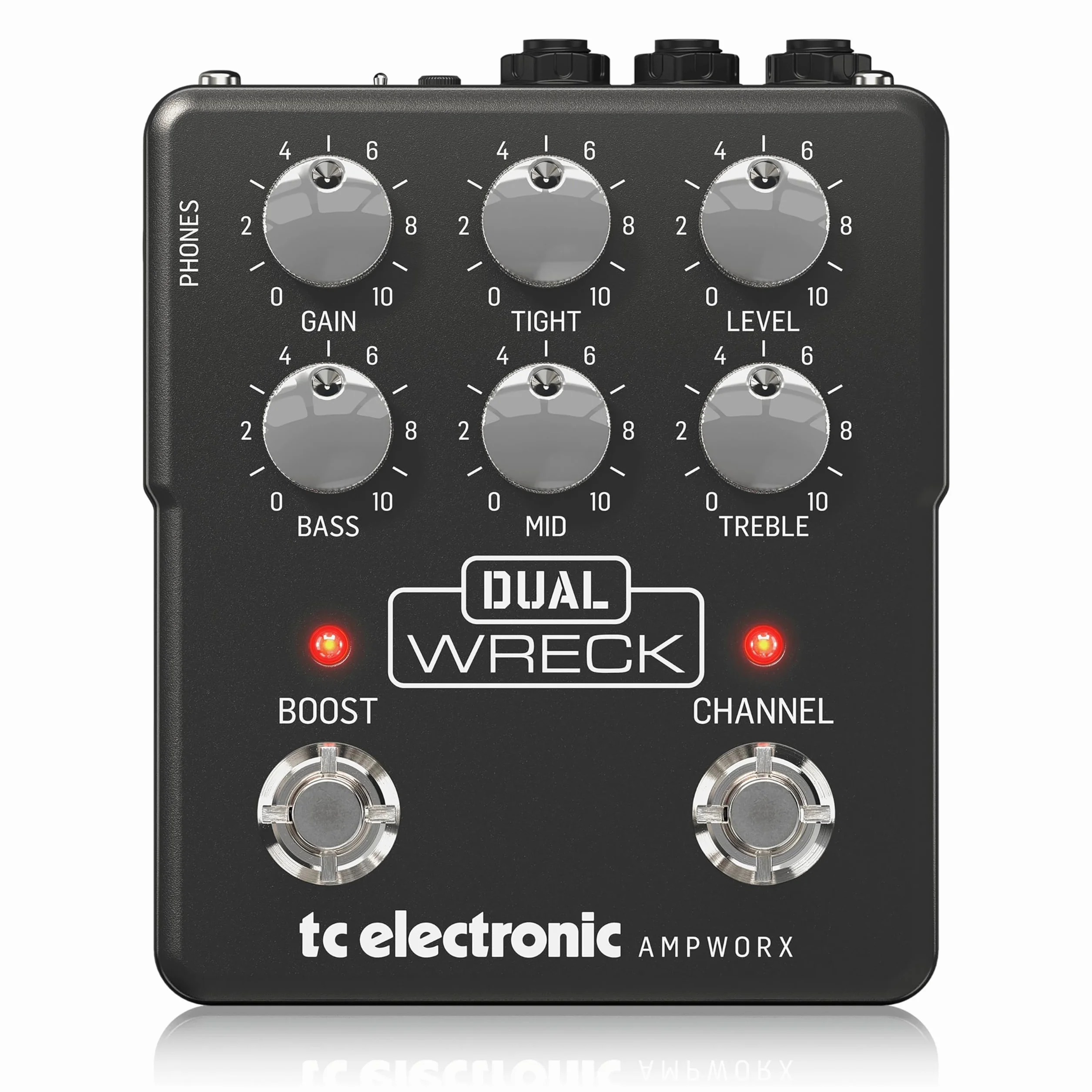 TC Electronic Dual Wreck PREAMP Pedal de Guitarra | Preamp de Guitarra de Doble Canal con Controles de Canal Independientes, Refuerzo Pre/Post y Salidas Dedicadas para DI y Auriculares