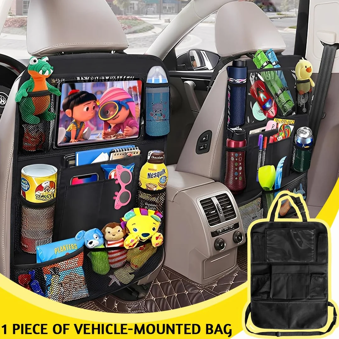 Soporte de Tableta Coche Reposacabezas,Bolsa Porta Tableta Coche - Accesorio de Viaje, para Tableta Infantil/Tableta/Móviles (4,7-13 pulgadas), Almacenamiento para Cosas Pequeñas & Vasos