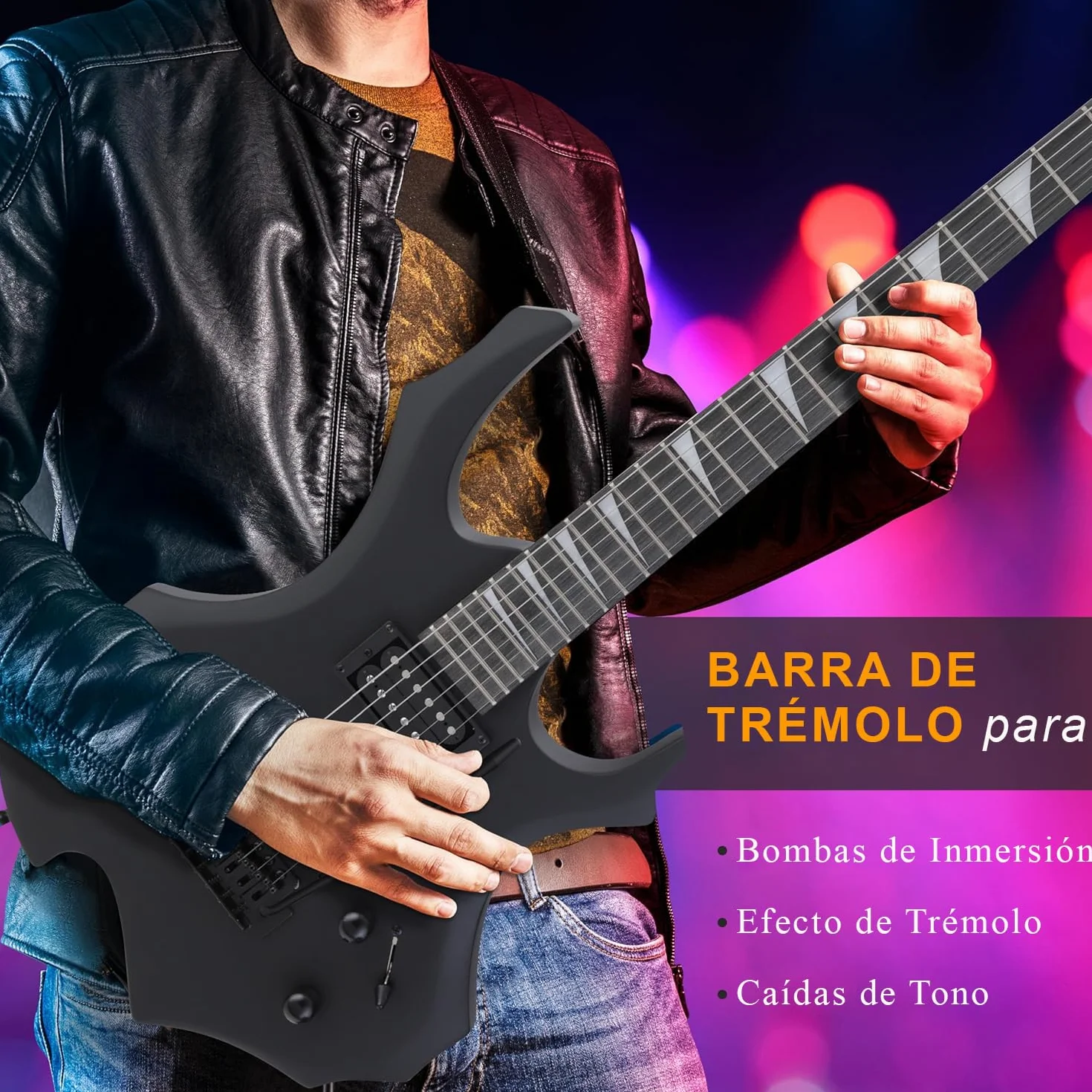 Pyle kit de guitarra electrica, Heavy metal, Tipo Hacha, Con amplificador, tamaño completo, Accesorios