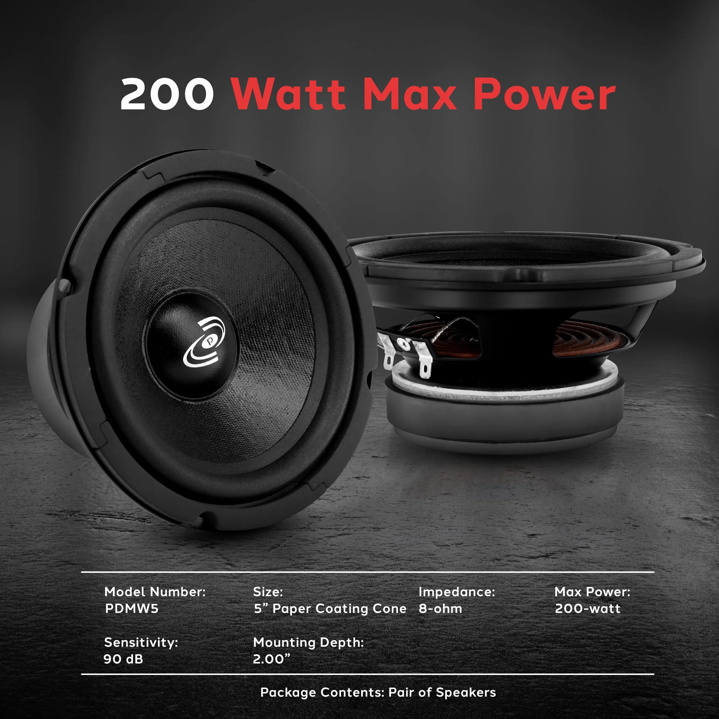 Pyle-Pro PDMW5 Altavoz de medios 5 pulgadas 12,7 cm 8 ohmios