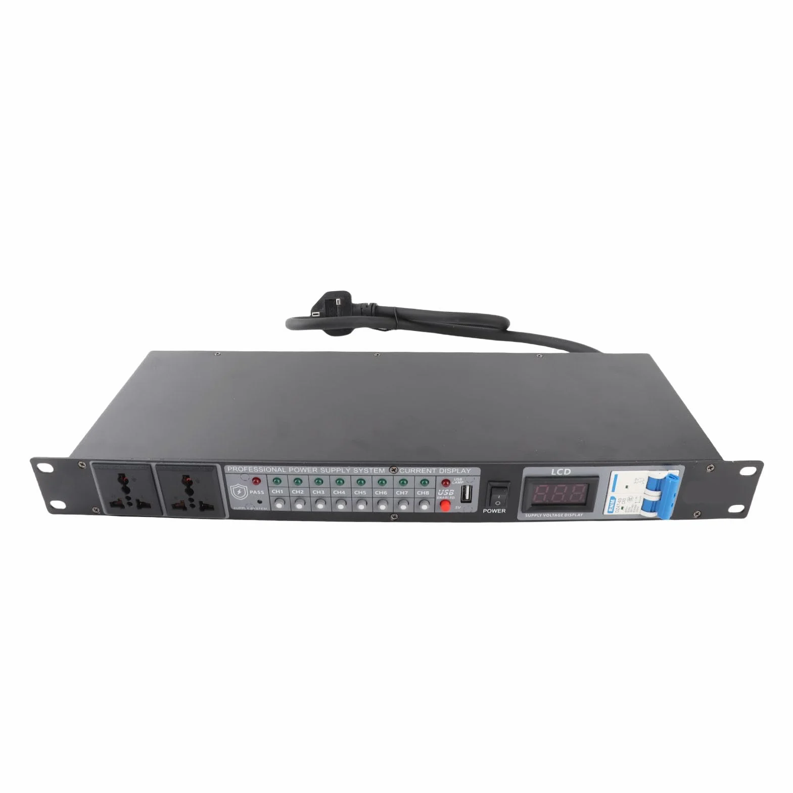 Acondicionador de Secuenciador de Potencia de 10 Salidas, Controlador de Fuente de Alimentación para Equipos de Audio y Video Profesional con Pantalla Digital Clara para Configuración de