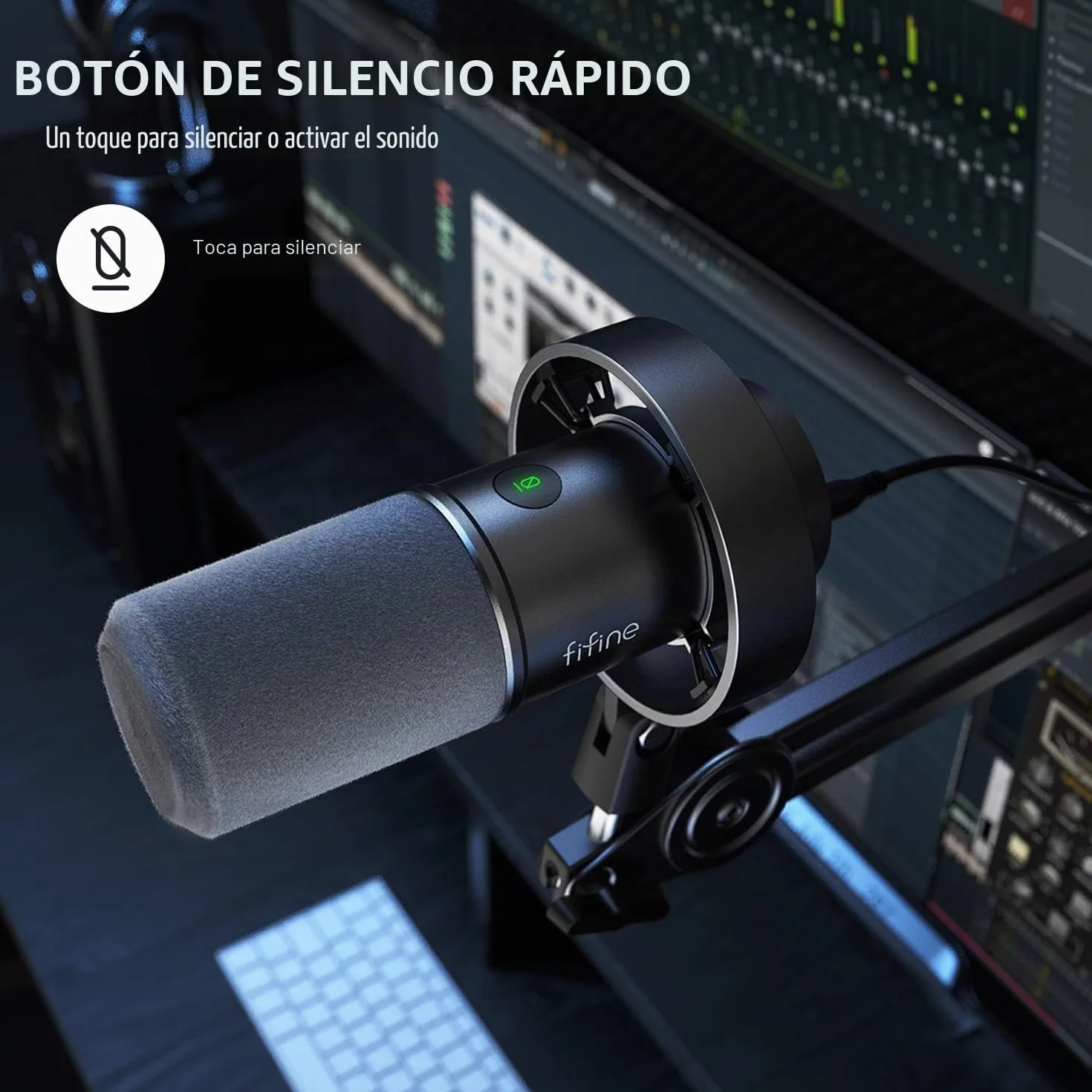 FIFINE XLR Studio Micrófono Dinámico de Podcast, RGB Gaming Micrófono USB per Ordenador PS4 PS5, para Podcast Estudio Streaming Podcasting Grabación