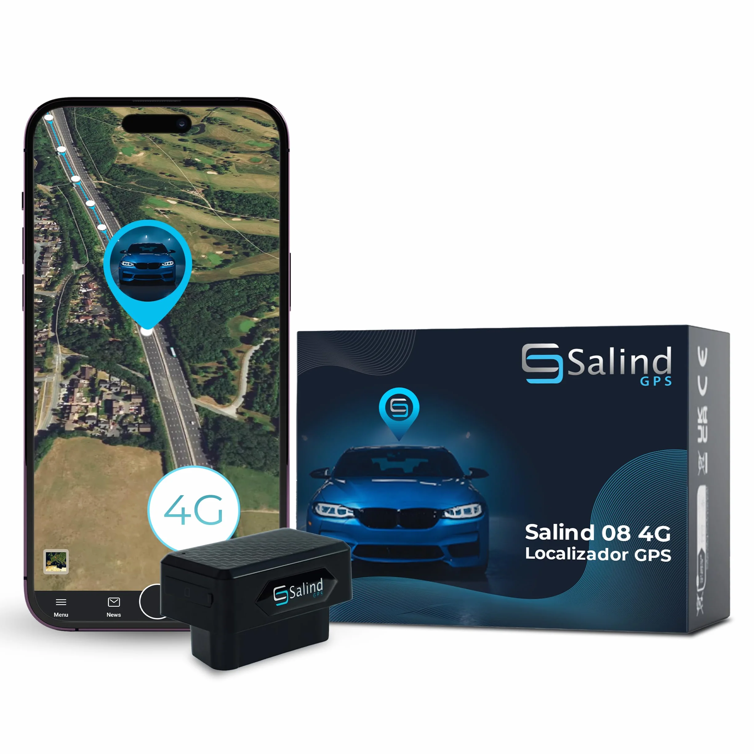 Salind 08 4G Localizador GPS con Conexión OBD para Coche Seguimiento en Tiempo Real