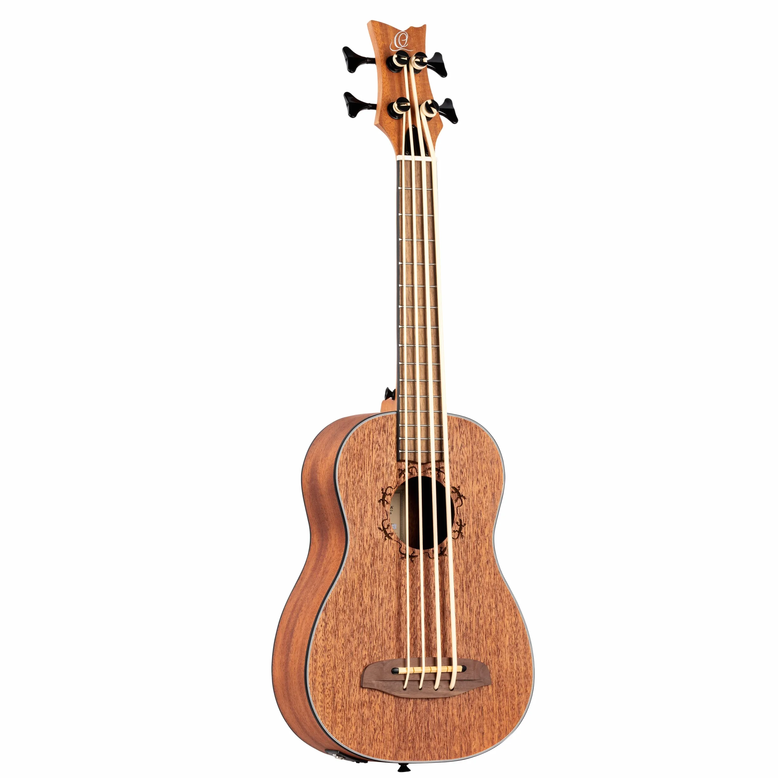 Ortega Guitars Travel Bass electro-acústico - zurdo - Serie Lizard - Ukelele bajo - incluye Gig Bag - Caoba (LIZZY-BS-GB-L)