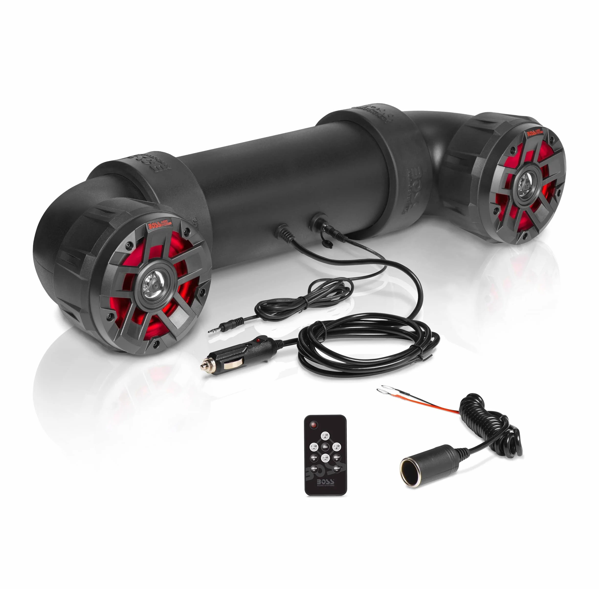 BOSS Audio Systems UTV4BRGB ATV UTV Sistema de sonido resistente a la intemperie, altavoces estéreo de 4 pulgadas, tweeters de 1 pulgada, amplificador integrado, rango completo, Bluetooth, iluminación