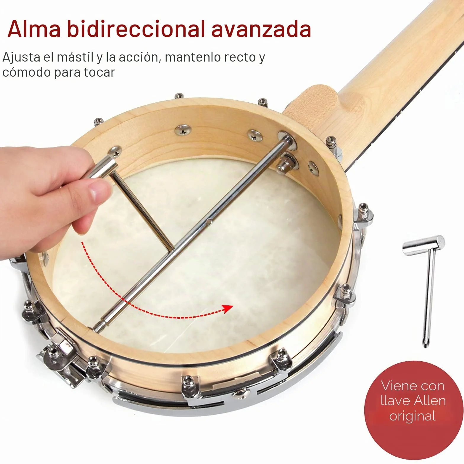 AKLOT Banjolele Ukelele banjo Concierto 23 pulgadas Remo Drumhead Open Back Maple Body 1:15 Sintonizador avanzado con varilla de armadura de dos vías