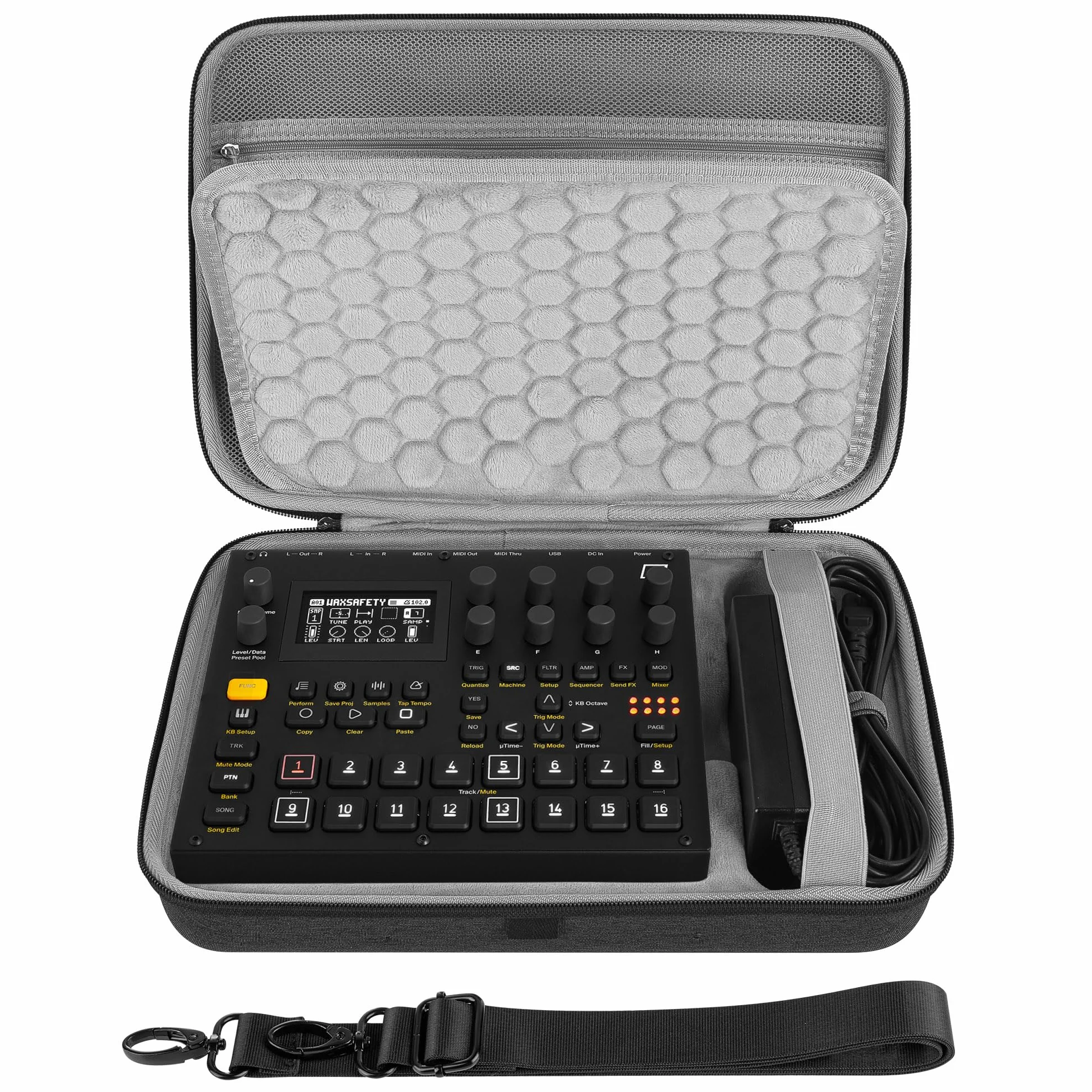 GEEKRIA Funda rígida de viaje, compatible con Elektron Digitakt II/Digitone II/Syntakt 12/Analog Heat MKII, bolsa de transporte de muestras de audio (gris oscuro)