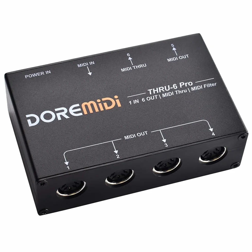 MIDI DOREMiDi THRU-6 Pro Box divisor y filtro para convertir 1 entrada en 6 salidas MIDI + salida USB