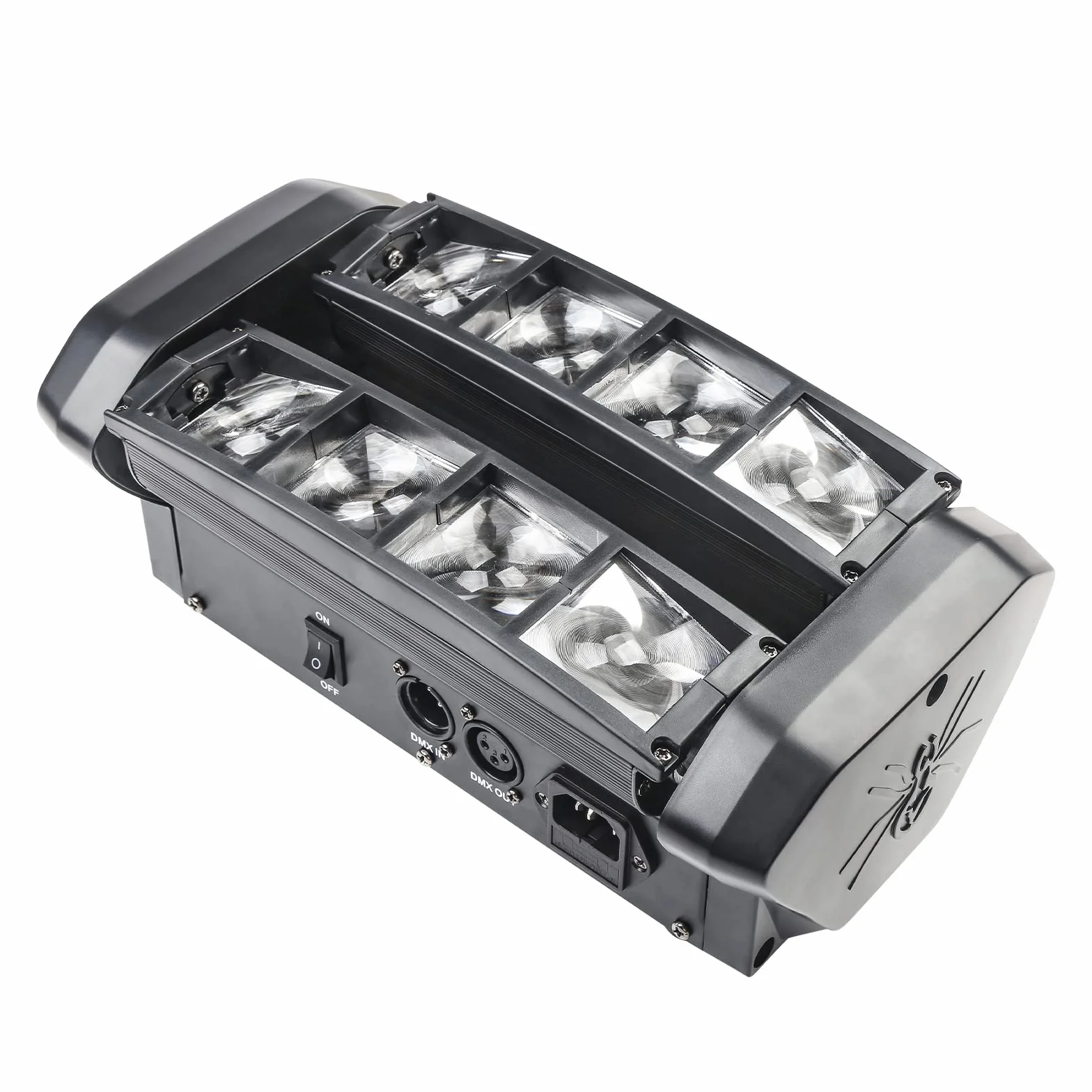 Luces de discoteca arcoíris, 8 luces LED de cabeza móvil para fiestas, luz de haz de araña activada por sonido