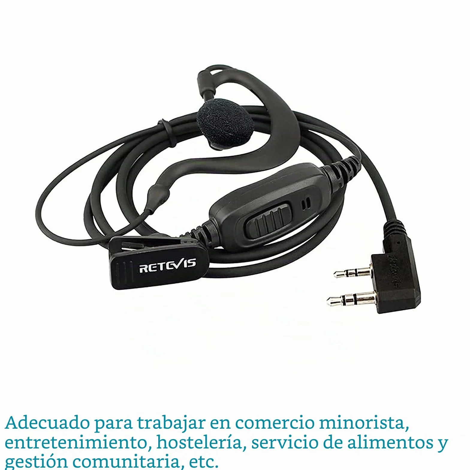 Retevis RE3120 Walkie Talkie Auricular, C-Tipo 2 Pines, Pinganillo Casco Compatible con Walkie Talkie RT24 RT622 RT27 RT617 RT618 RT619 Baofeng BF-888S Kenwood Proster (10 Pacs)