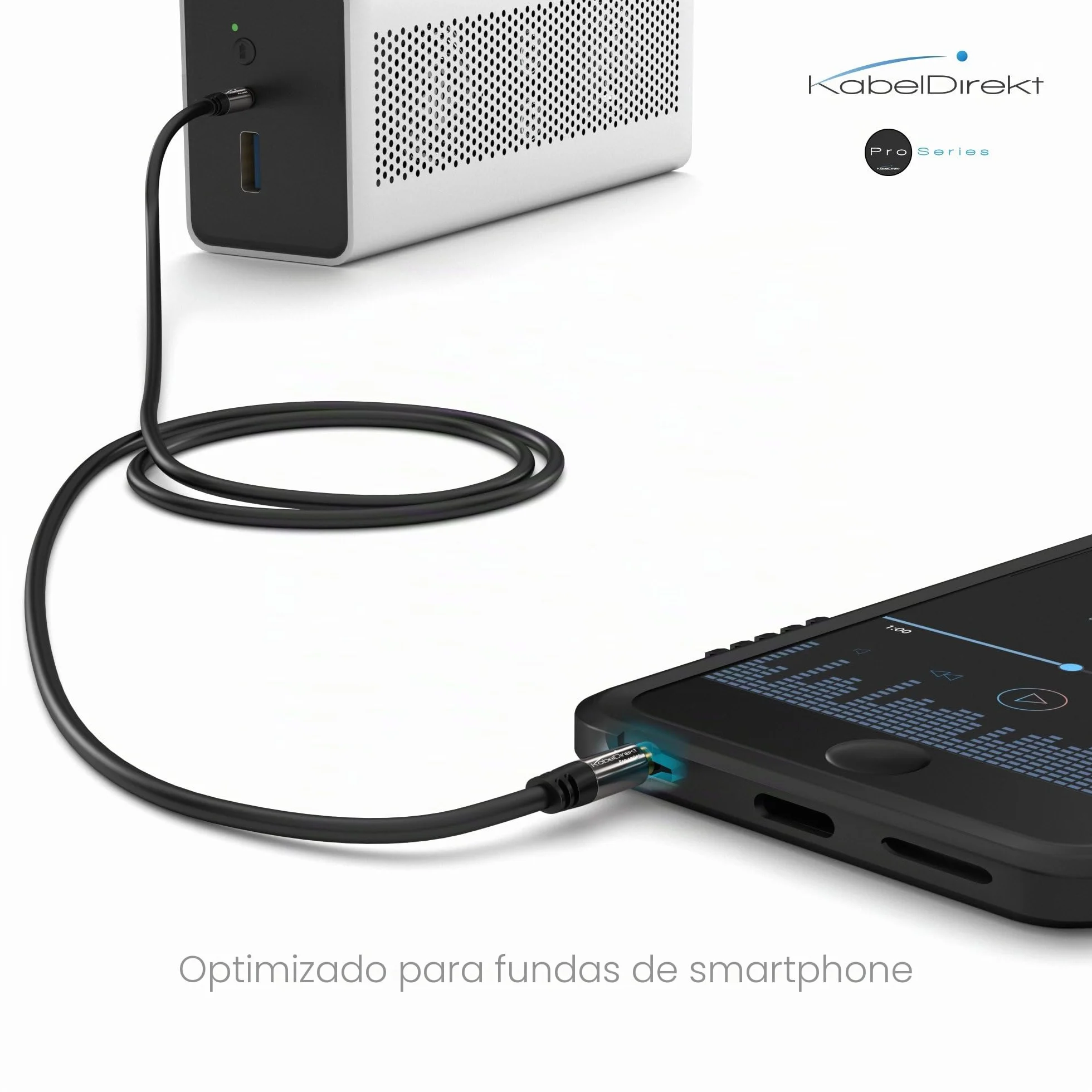 KabelDirekt – Cable Jack 3,5mm – 0,5m – Conectores Metálicos – Disponible en 0,3-10m (Cable de Audio/Mini Jack 3.5mm, Aux/Auxiliar, para Teléfono, PC/Portátil, Coche y HiFi, negro)