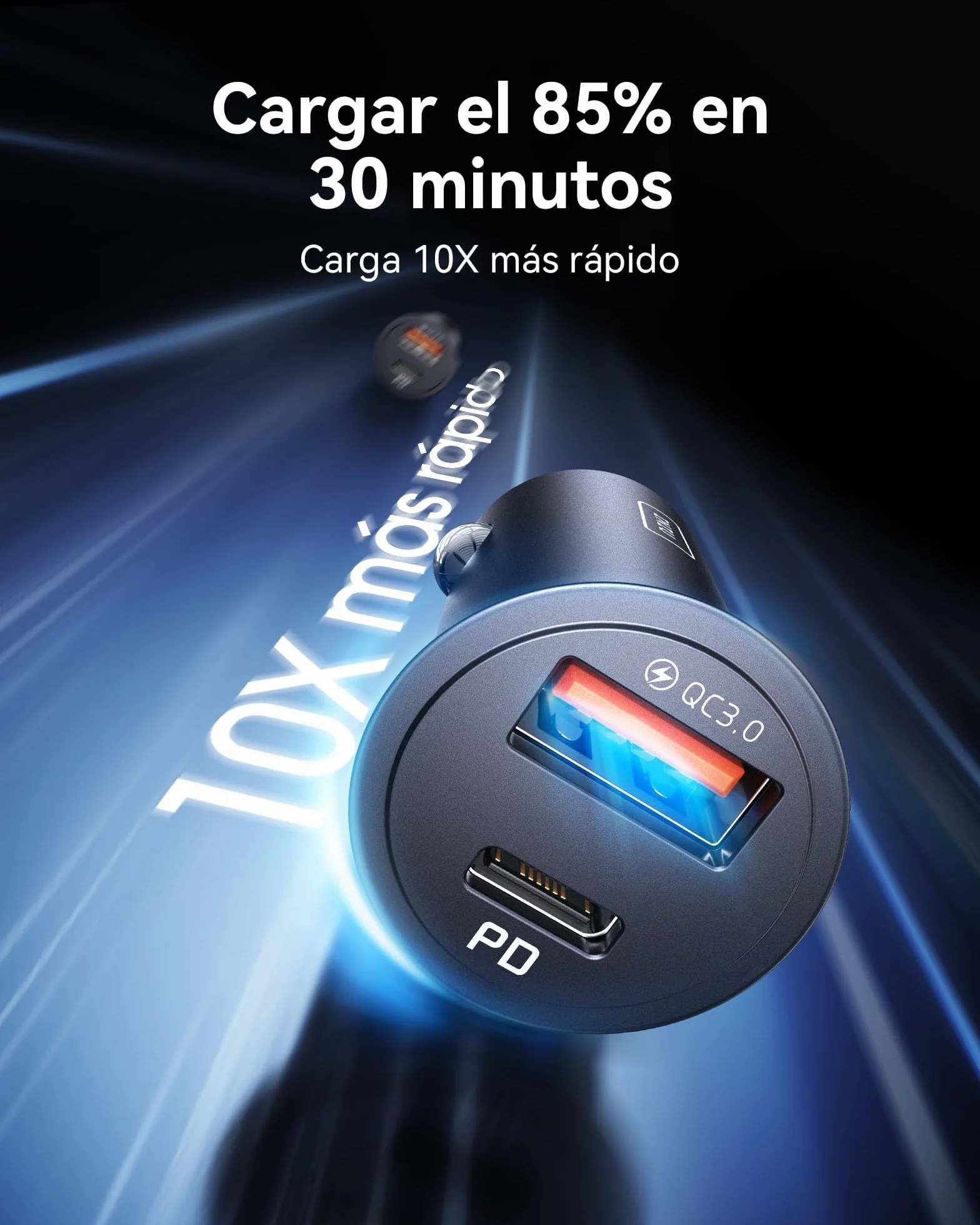 INIU Cargador Coche Carga Rápida 60W, 12V USB-C para iPhone 17 16 15 Pro MAX, Samsung S25, Xiaomi