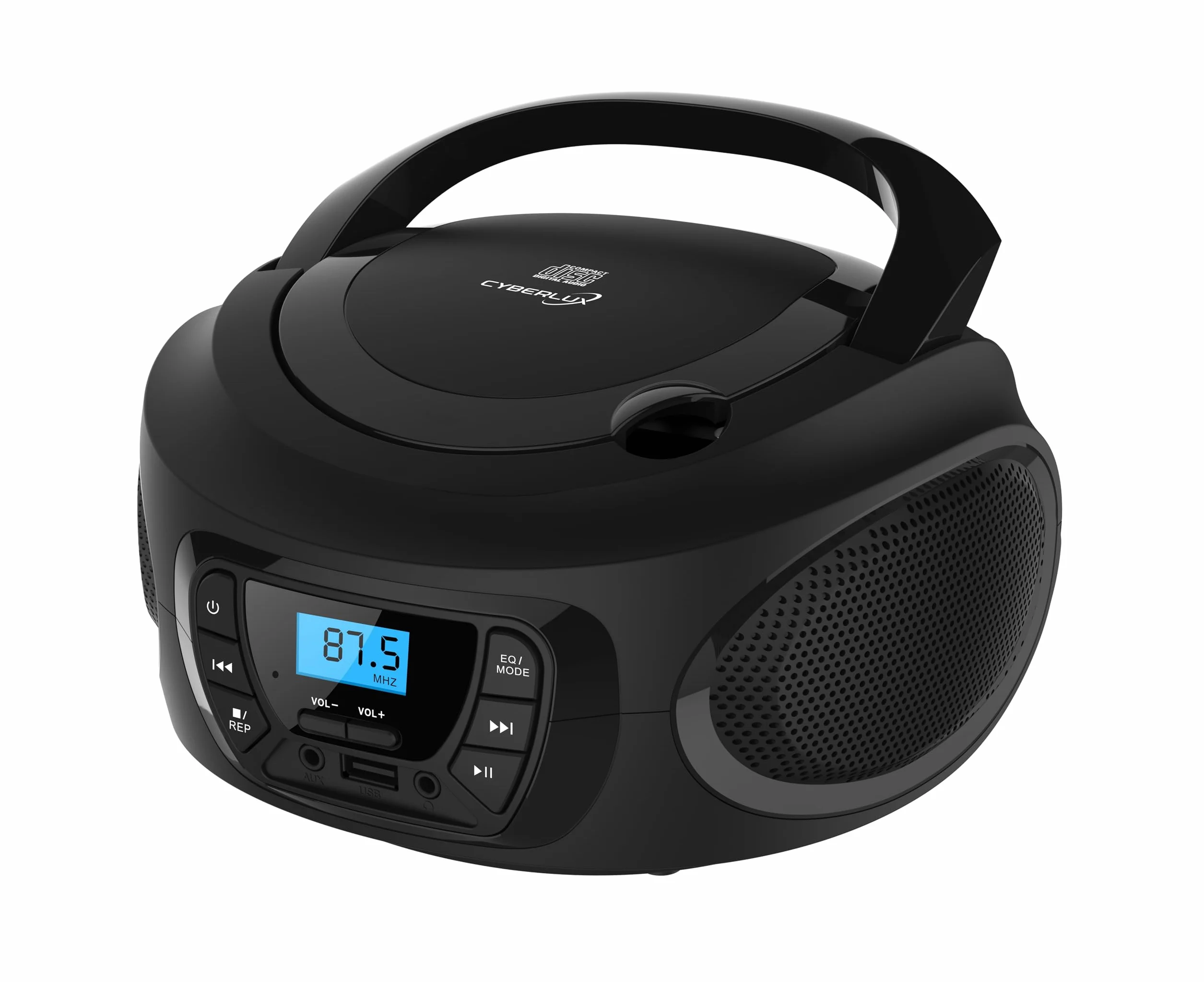 Boombox Reproductor de CD portátil Radio FM USB AUX Negro