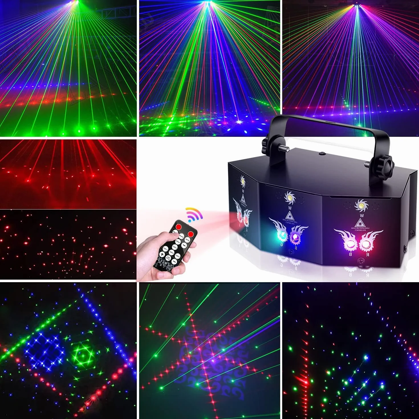 Luz de discoteca, DMX 9 LED RGB Luz de fiesta Proyector Dj con efecto de iluminación estroboscópica con activación de sonido para fiestas en casa karaoke barra de boda de cumpleaños