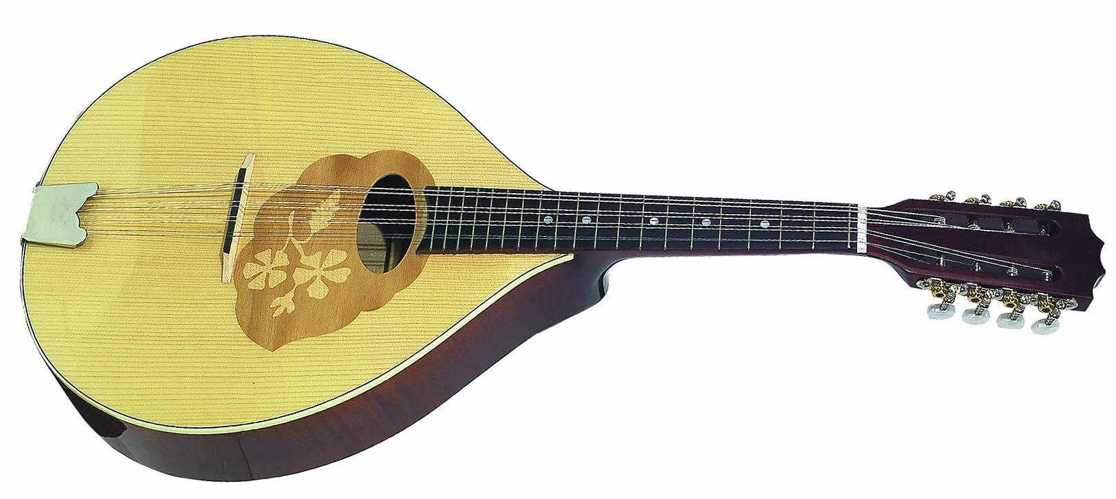 GEWA Mandola Pro Arte - Mandola plana - Forma portuguesa - Tapa de abeto macizo - Fondo/aros de arce macizo - Tapa de juego de madera incrustada - Fabricado en Europa