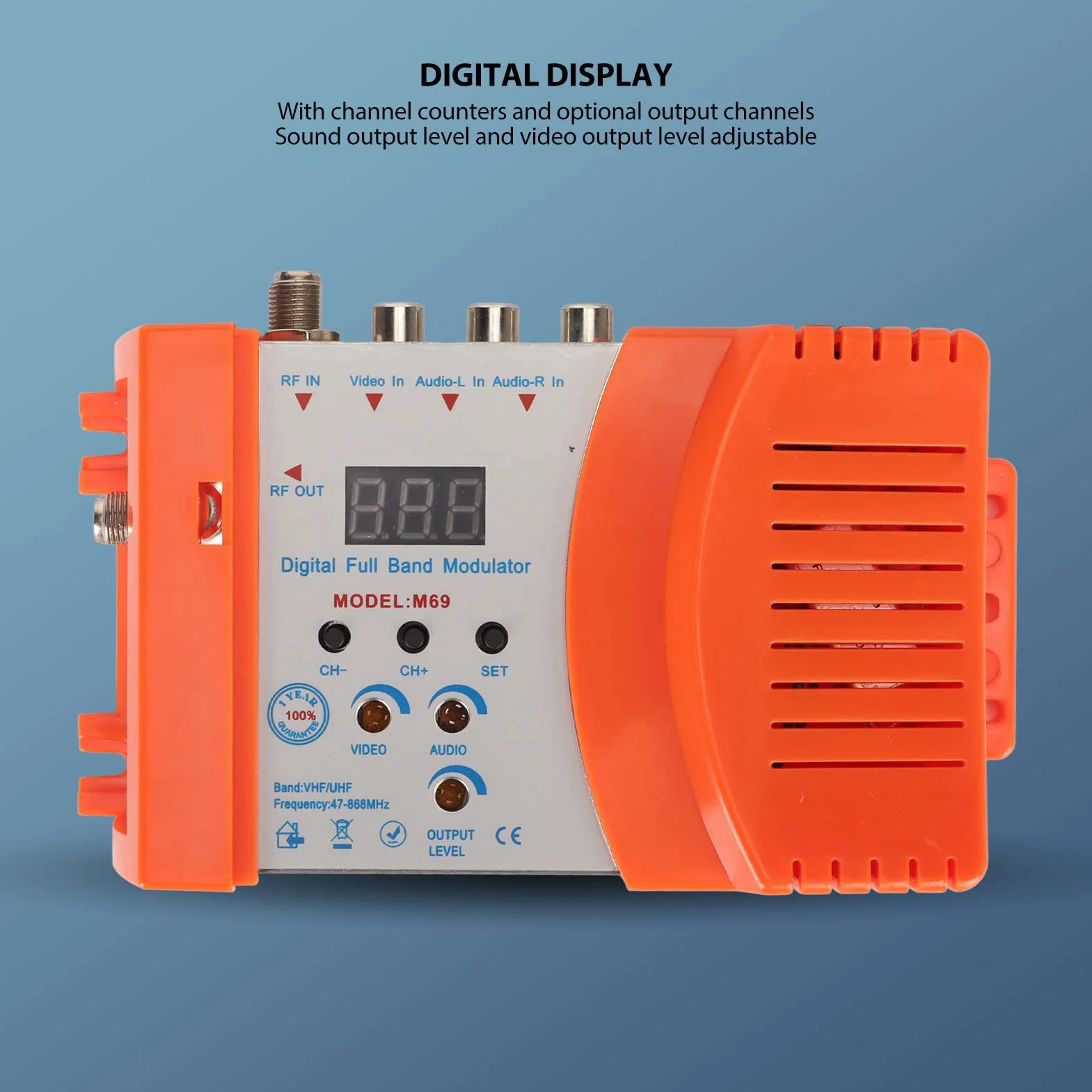 Modulador de RF Digital, M69CP Audio Video HDMI AV a Convertidor de RF Compatible con Formato PAL NTSC, Modulador de Enlace de TV VHF UHF para Decodificadores (Enchufe de la UE)