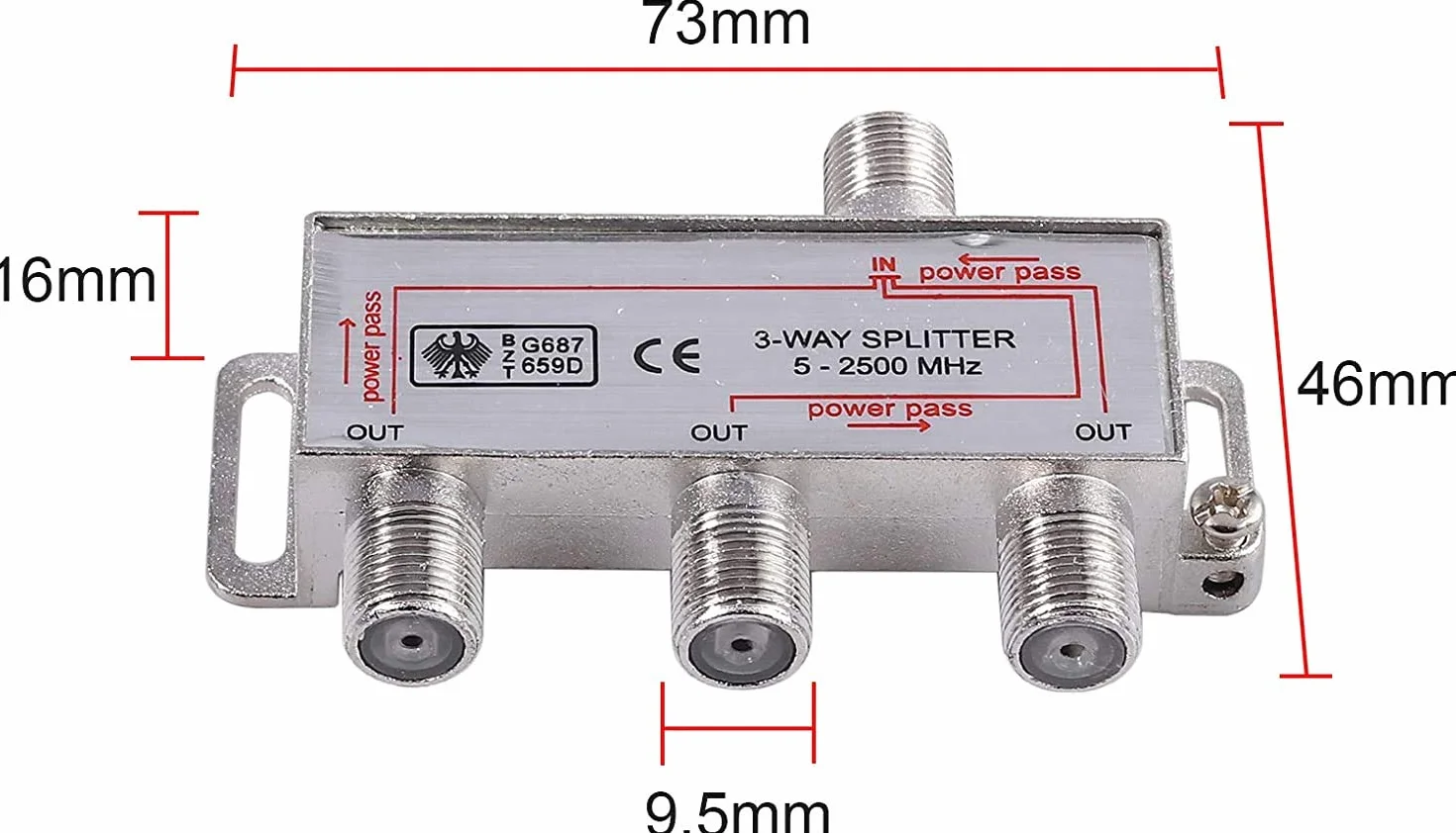 RUNCCI-YUN 3 vías TV Splitter Antena TV Cable de Banda Ancha Splitter Kit 1 Entrada 3 Salida Macho a Hembra Cable Coaxial Adaptador de Divisor con Cable Coaxial de 2 * 1,5 m Cable