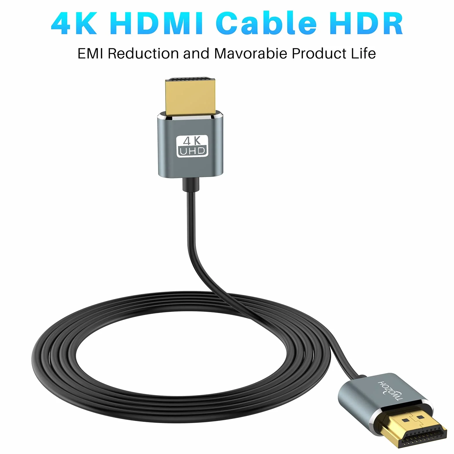 Twozoh Cable HDMI Flexible y Delgado 0,5M 2 Unidades, Cable HDMI Ultrafino compatible con alta velocidad 4K&60Hz 18Gbps 2160P/1080P