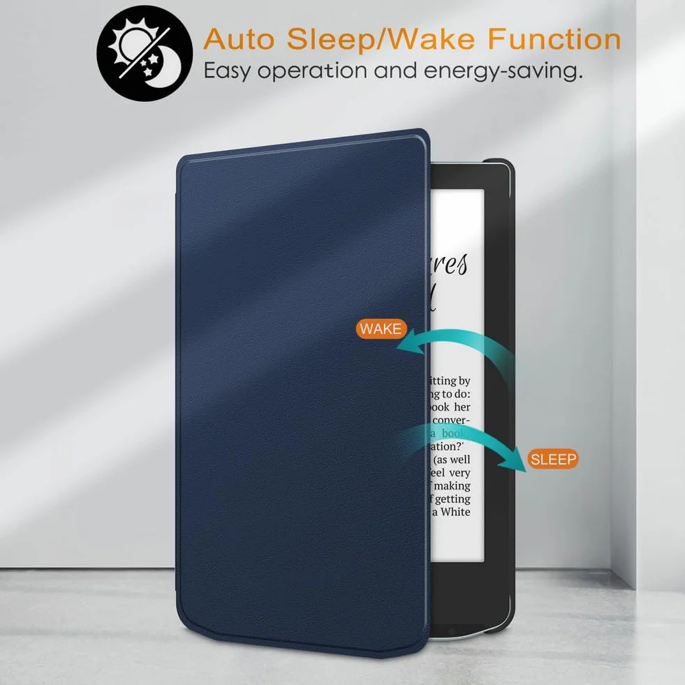 Kepuch Custer Funda para Pocketbook Verse Pro PB629 PB634,Slim Smart Cover Fundas Carcasa Case Protectora de PU-Cuero - Azul