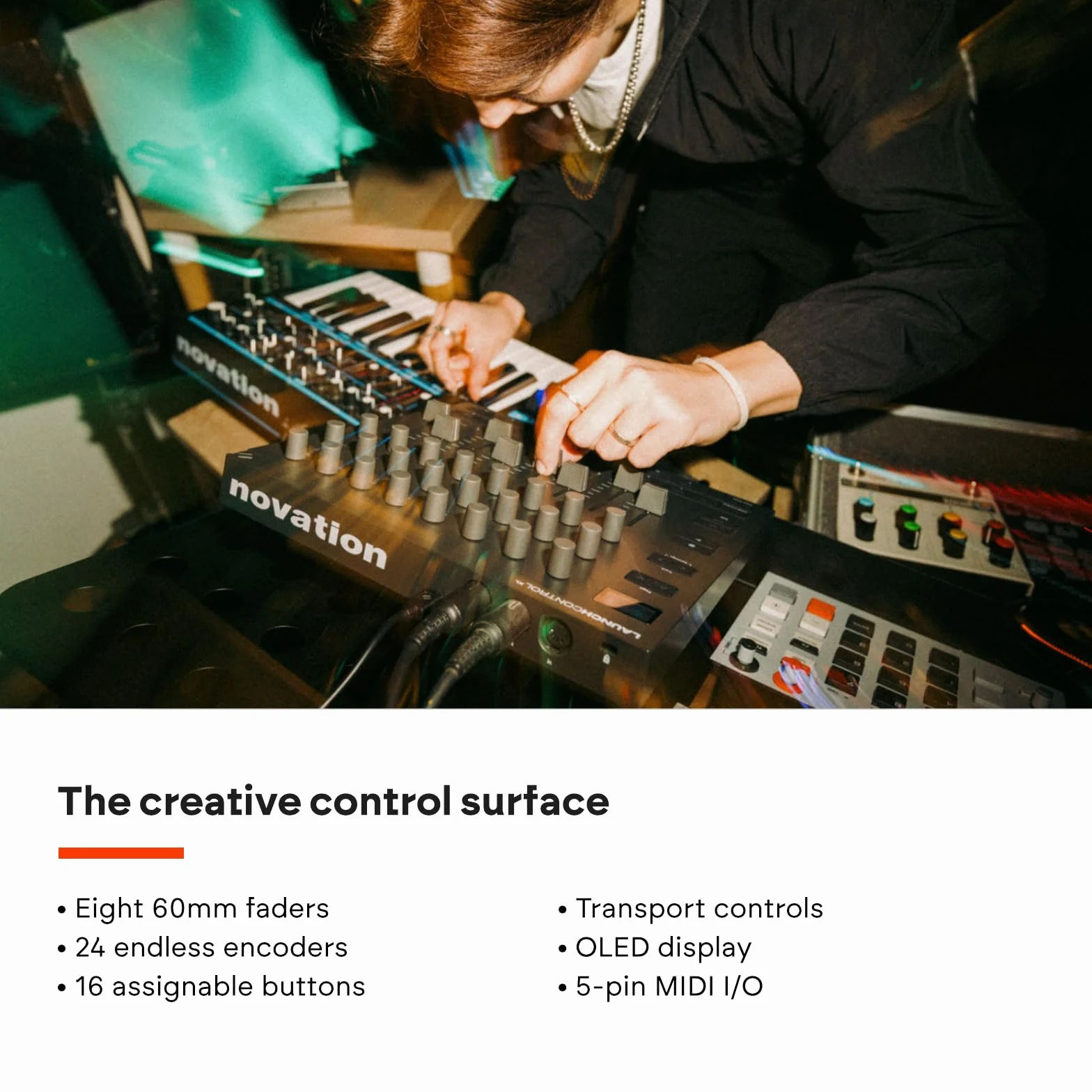 Novation Launch Control XL 3: alimentación USB, superficie MIDI y Mixer para DAW e integración de hardware con 8 faders, 24 codificadores continuos, E/S MIDI 5 pines y paquete de software musical