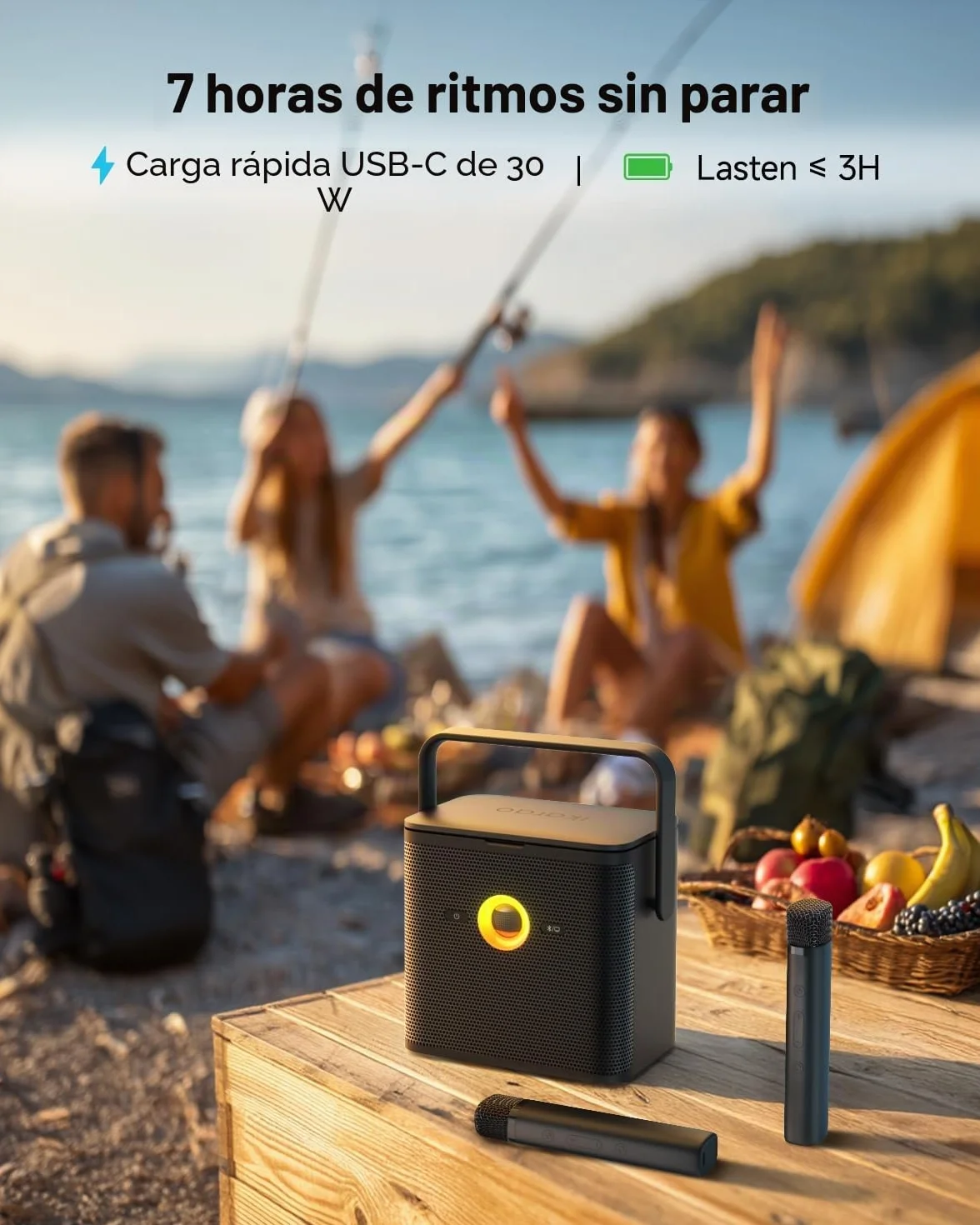 Máquina de karaoke Ikarao para adultos y niños, con pantalla de visualización de letras, conexión WiFi a YouTube y aplicación de karaoke, 2 micrófonos inalámbricos EQ Autotune, sistema PA de karaoke